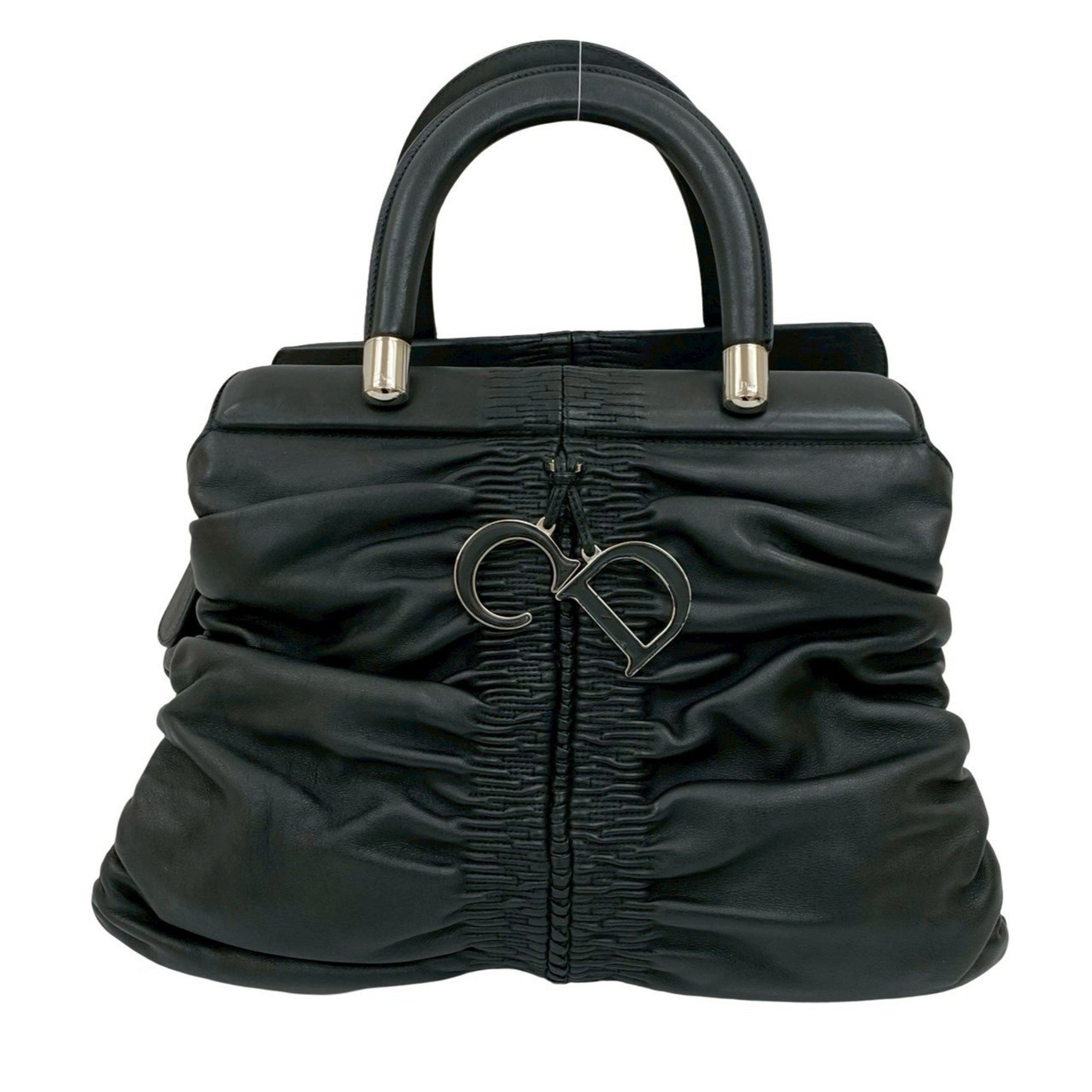 Christian Dior Karenina CD logo charm hardware leather handbag tote bag