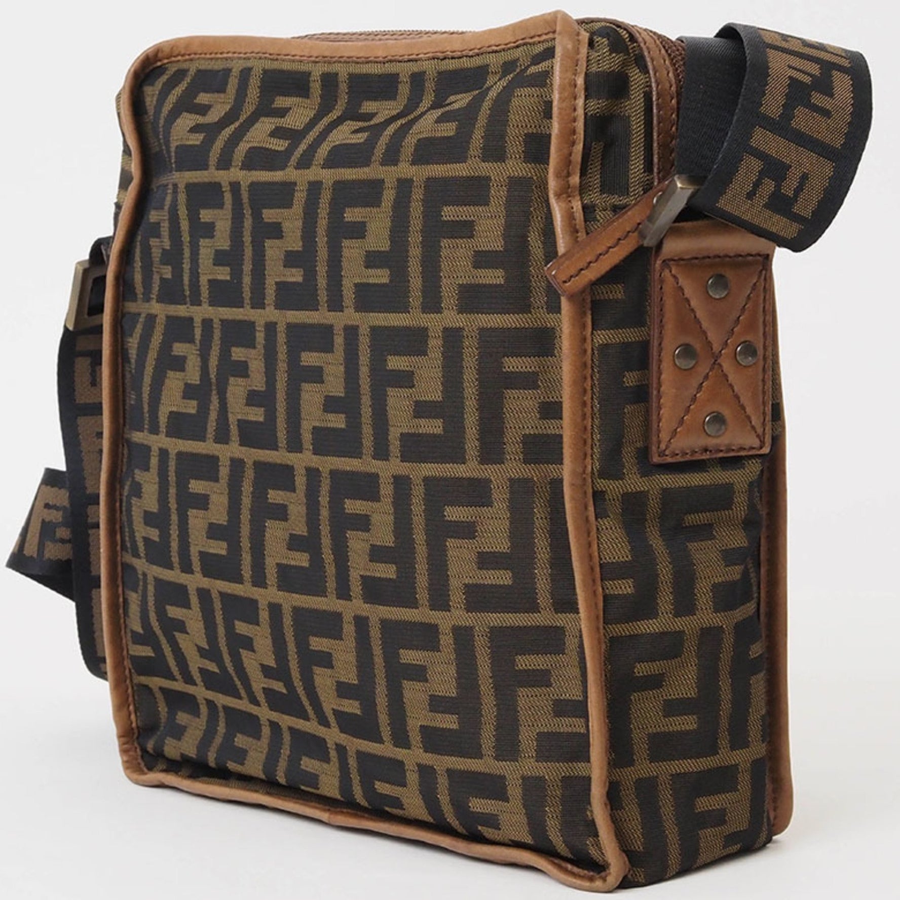 FENDI ZUCCA Shoulder Bag Canvas FF Pattern