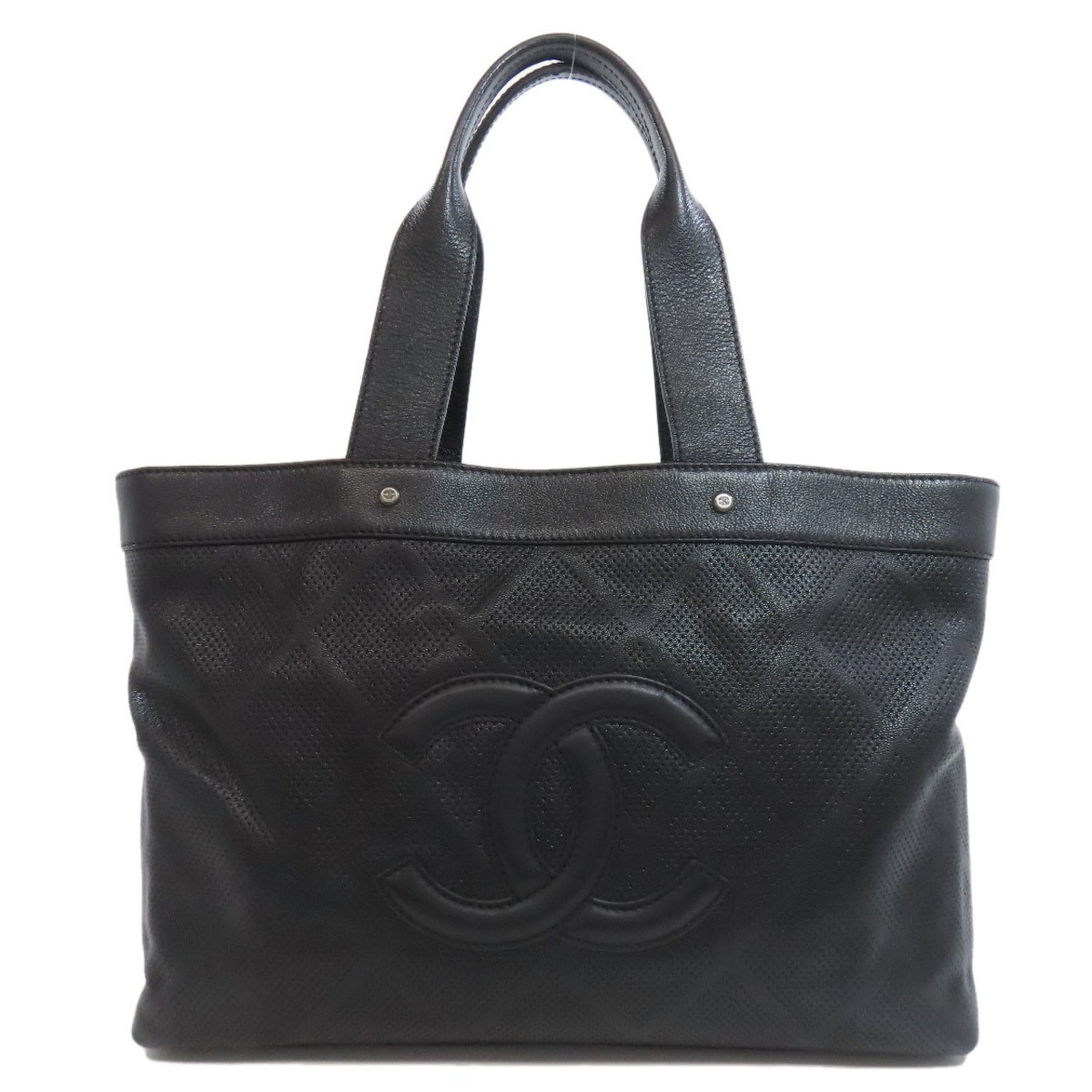 Chanel Coco Mark Punching Tote Bag Calfskin
