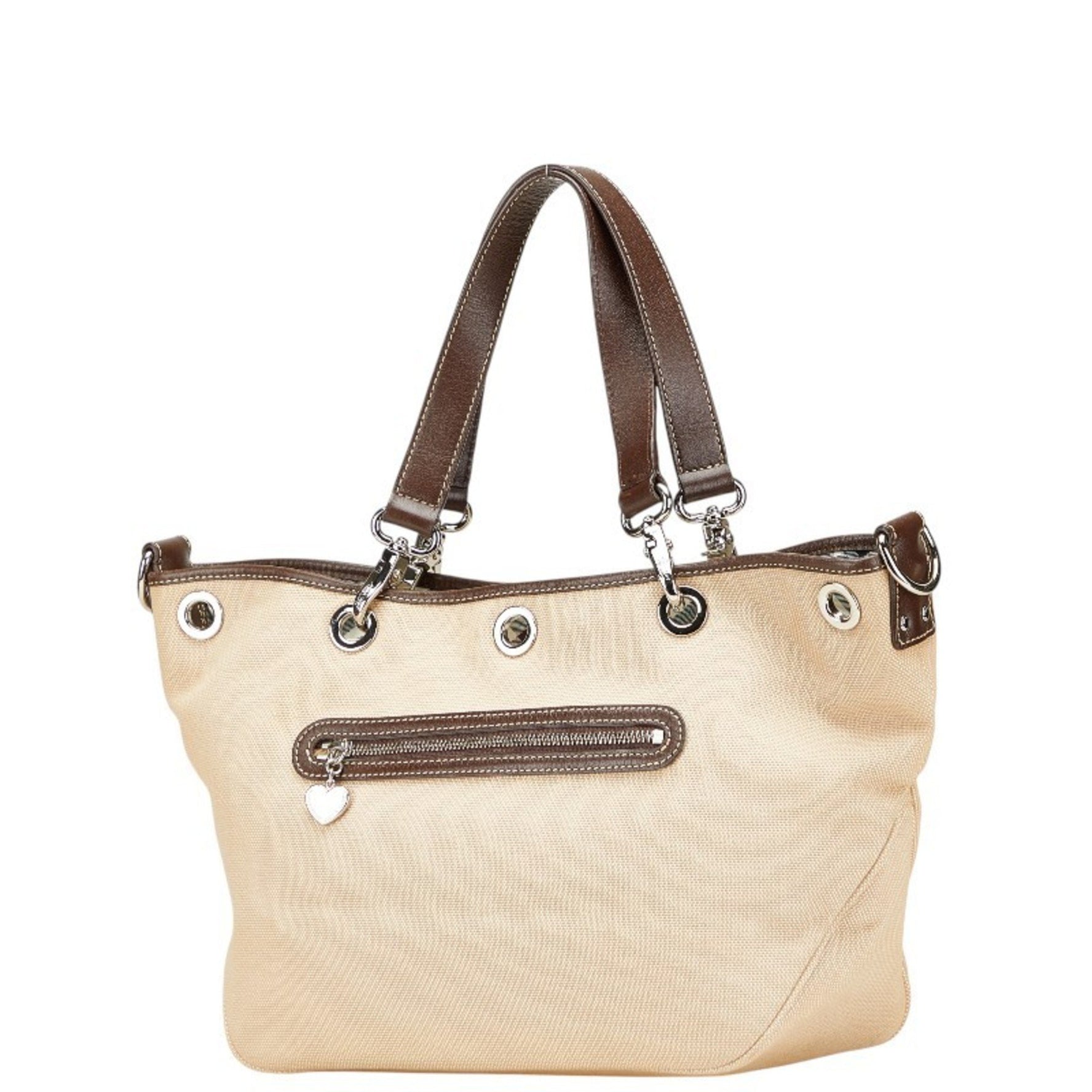Burberry Nova Check Handbag Tote Bag Beige Brown Canvas
