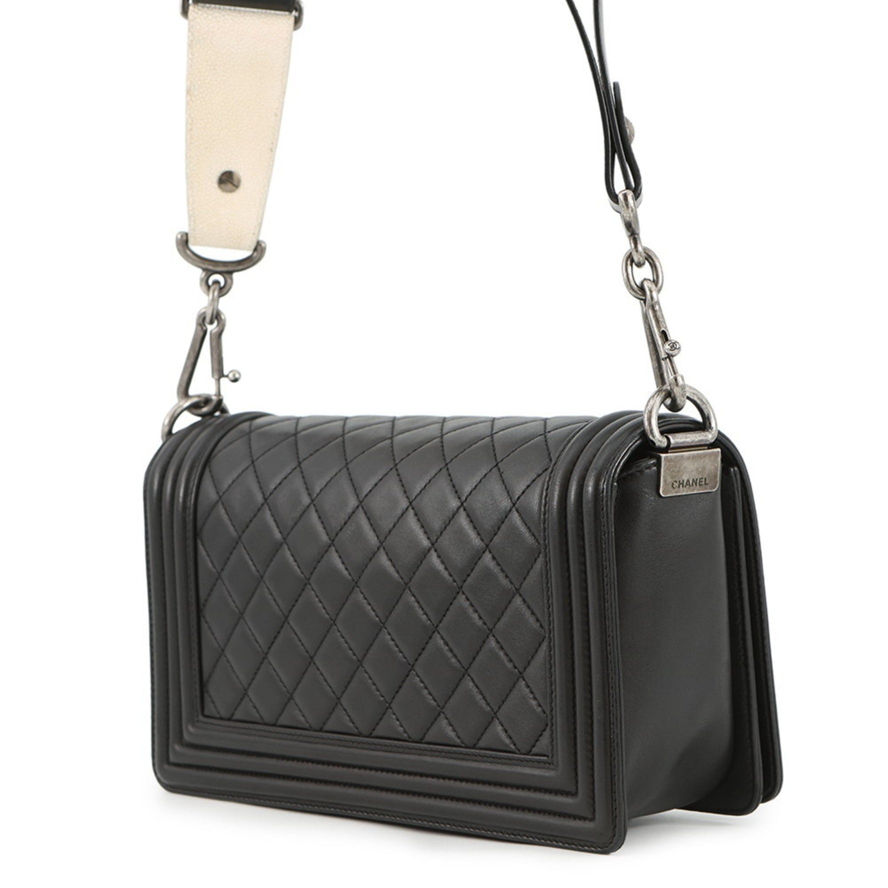 Chanel Chain Shoulder Bag with Coco Mark and Matelasse Design, Boy Lambskin