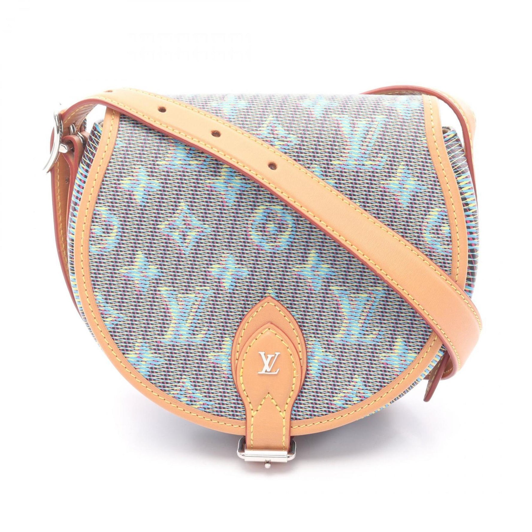 Louis Vuitton Tan Blanc Shoulder Bag in Leather and PVC-Coated Canvas with Monogram LV Pop, Black/Multicolor