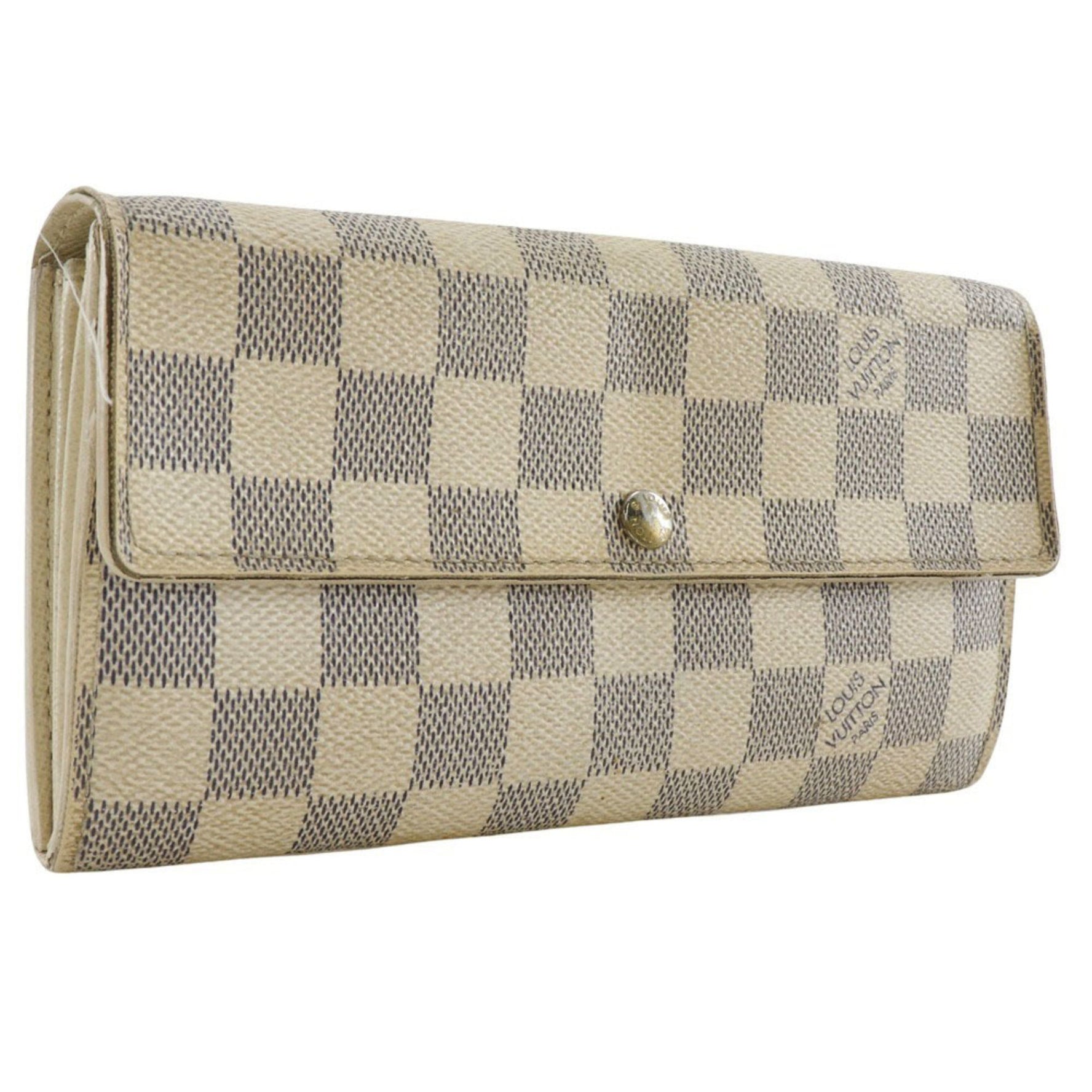 Louis Vuitton Portefeuille Sarah Long Wallet Damier Azur Canvas 2007 Snap Buttons Unisex