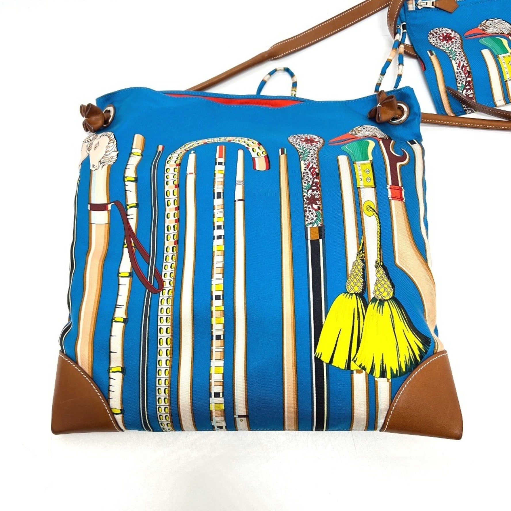 HERMES Silky City PM Crossbody Bag with Pouch, Shoulder Bag, Silk/Leather