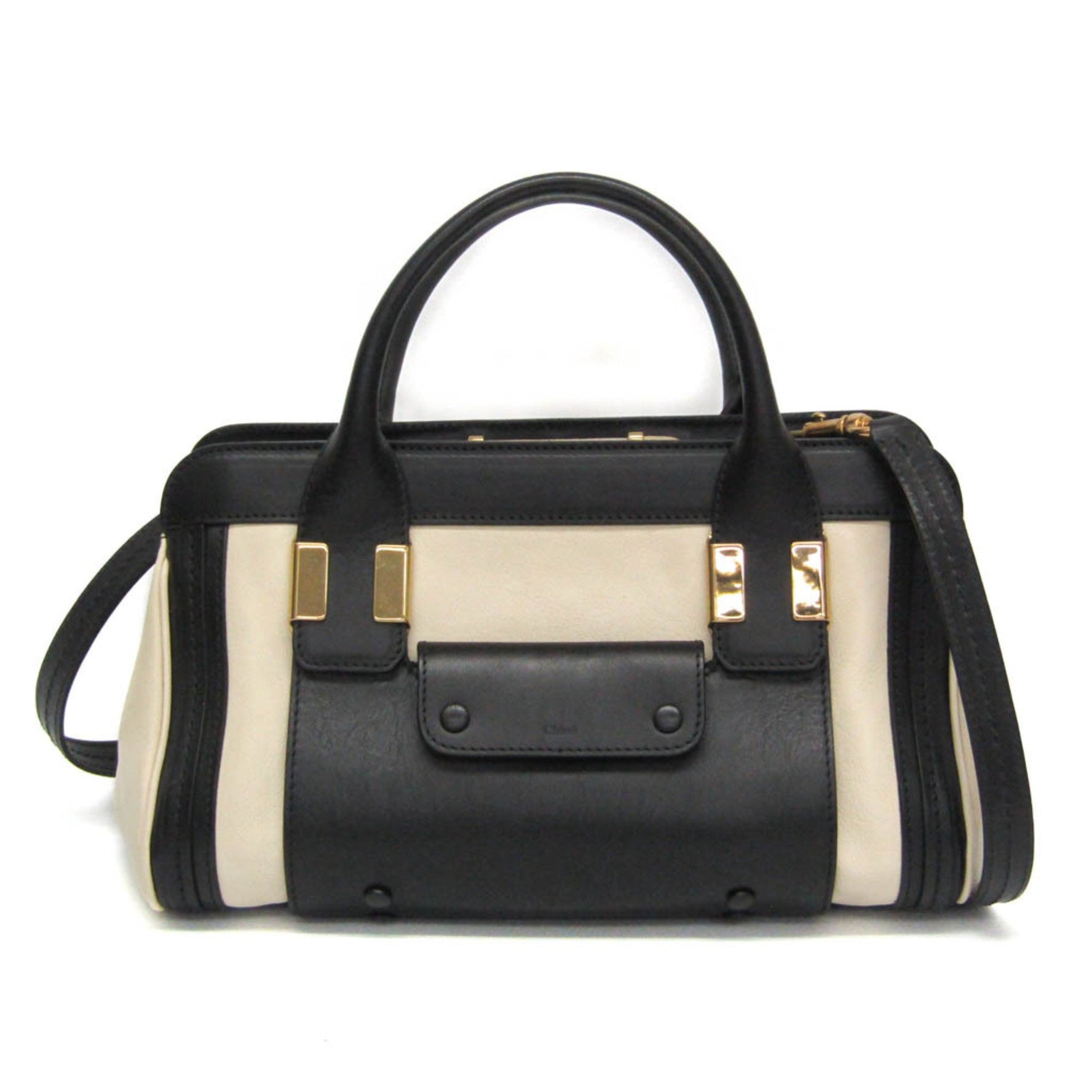 Chloé Little Alice Leather Handbag,Shoulder Bag Black,Off-white