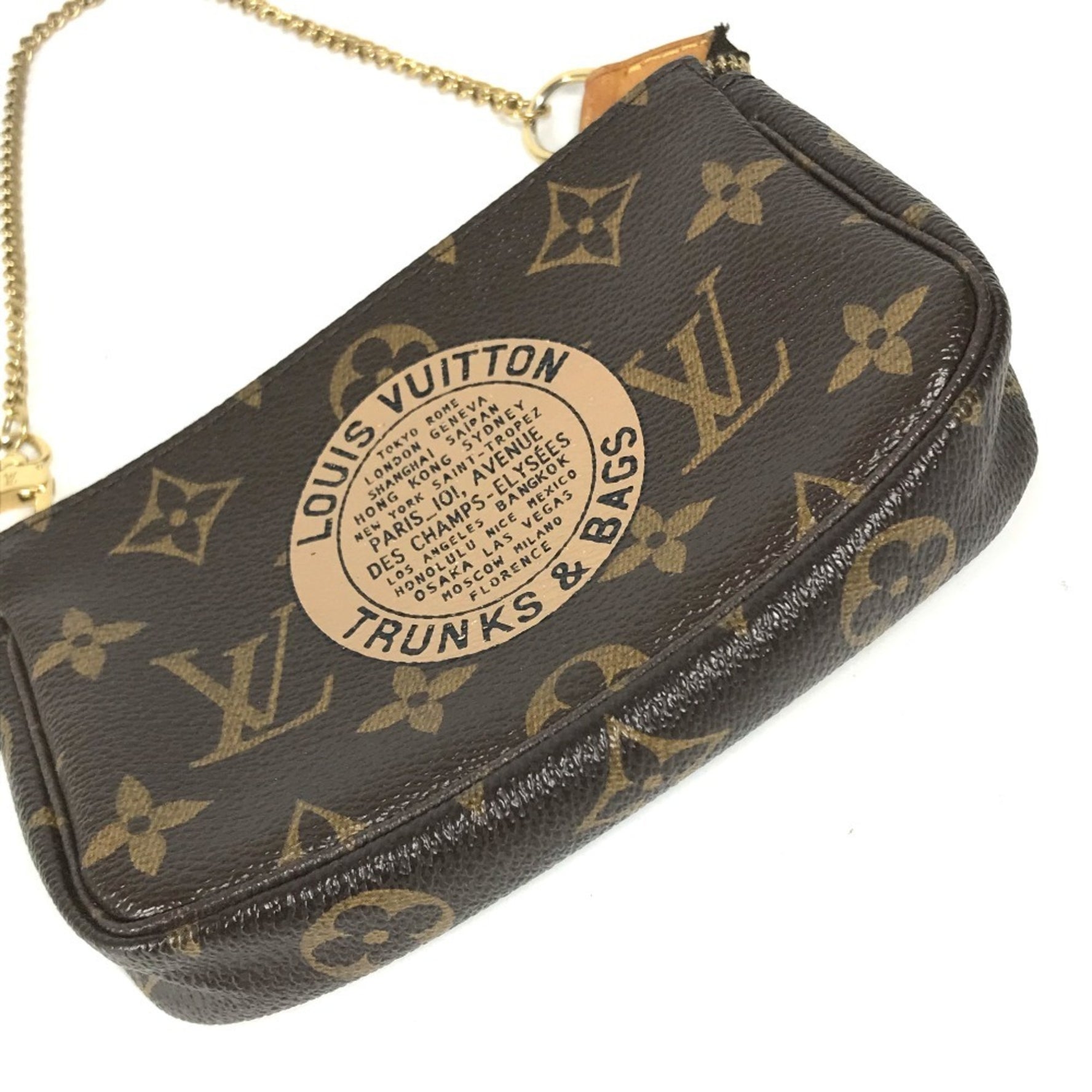 Louis Vuitton Monogram Mini Pochette Accessory T&B Chain Bag Handbag Canvas