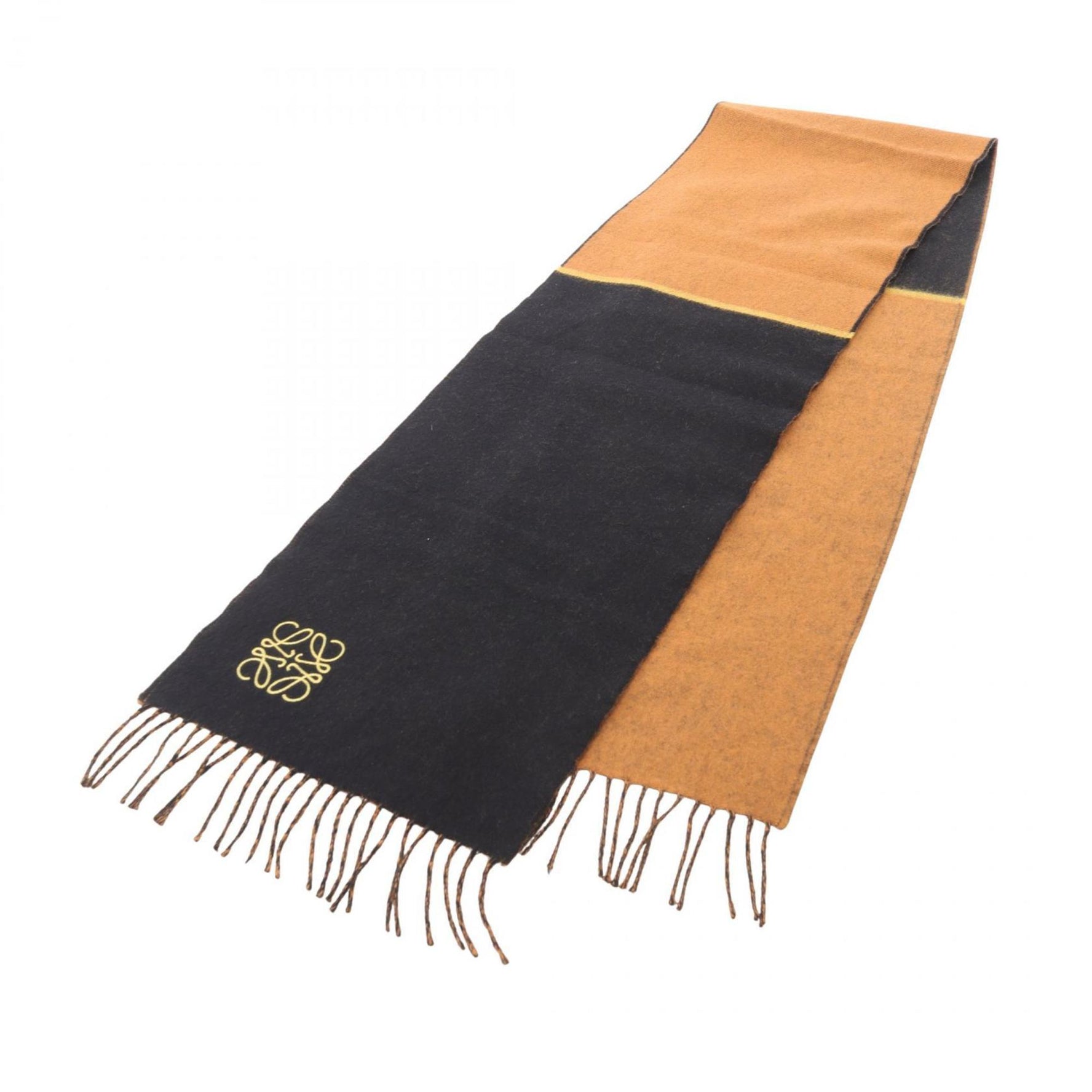 LOEWE Anagram Scarf, Wool, Black and Brown