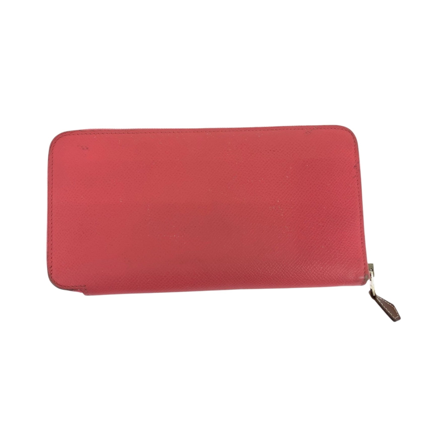 HERMES Azap Long Silk In Pink Brown Silver Hardware Epsom Leather Wallet Round Zipper X Stamp