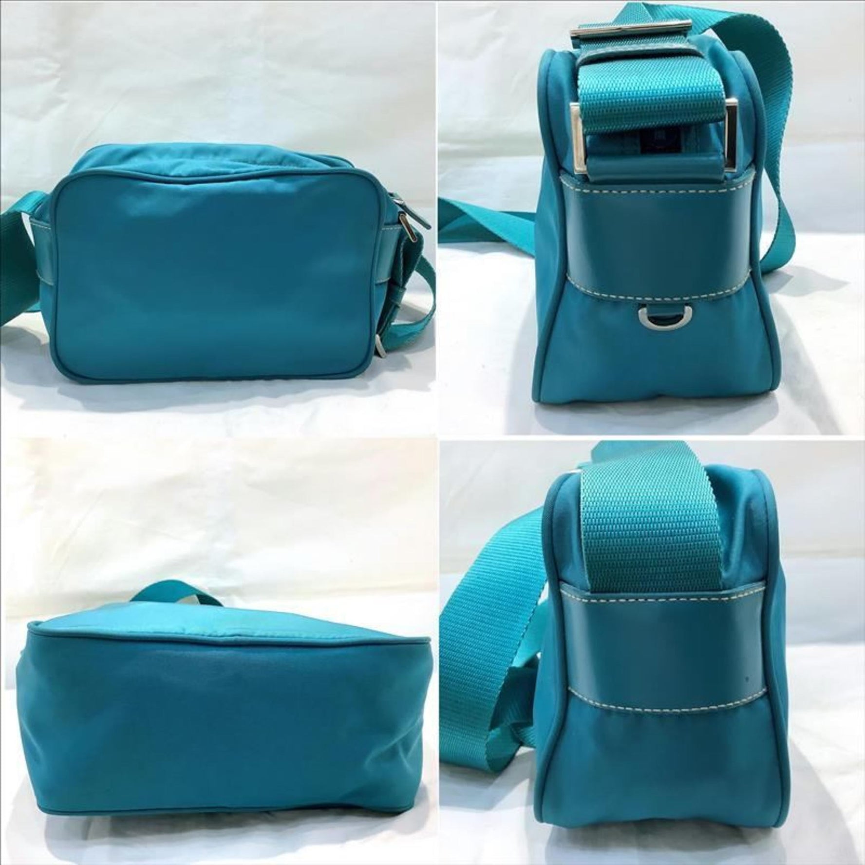 PRADA Nylon Shoulder Bag Pochette BT0658 Turquoise (TURCHOSE) Guarantee Card Included KB-9538