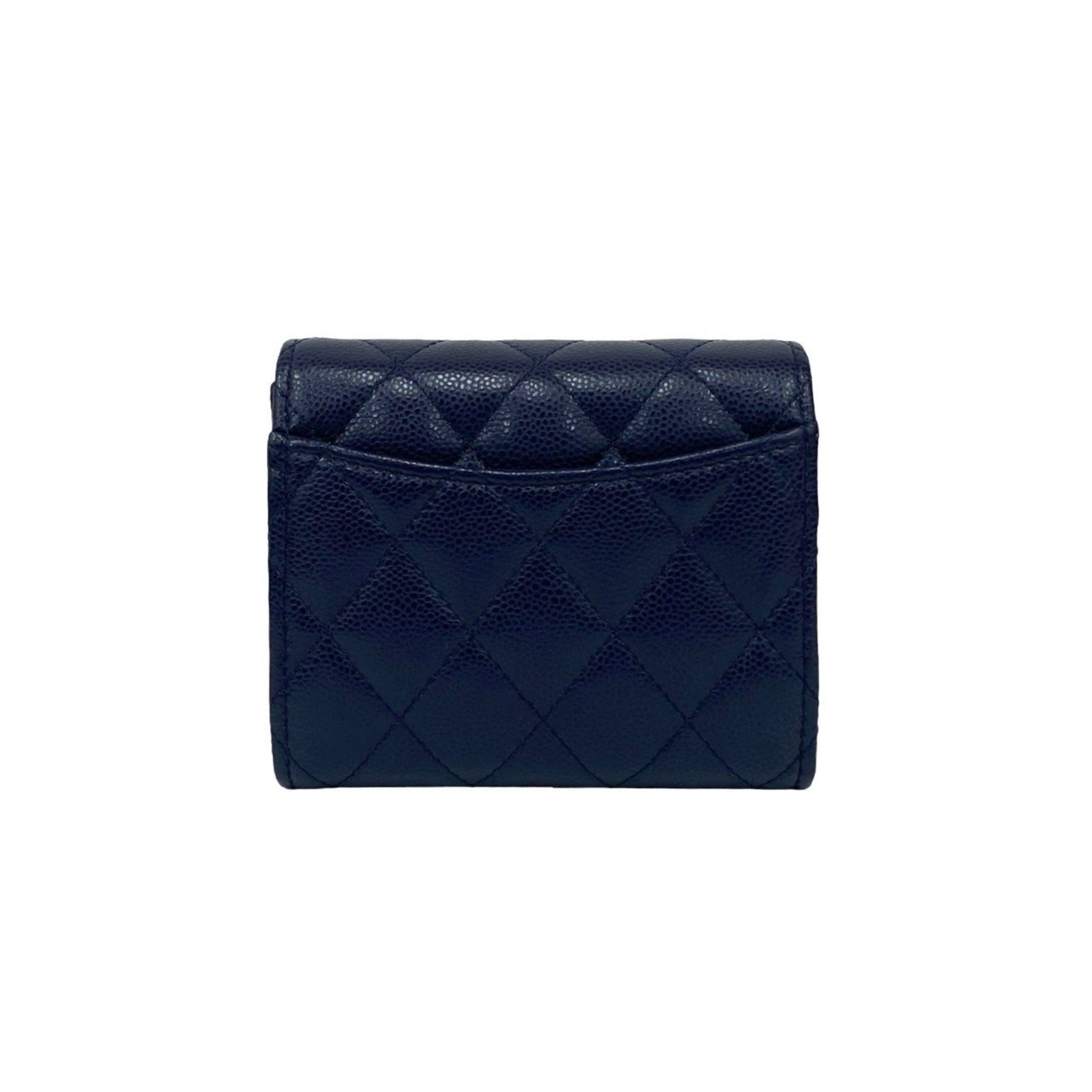 CHANEL Matelasse Coco Caviar Leather Tri-fold Wallet