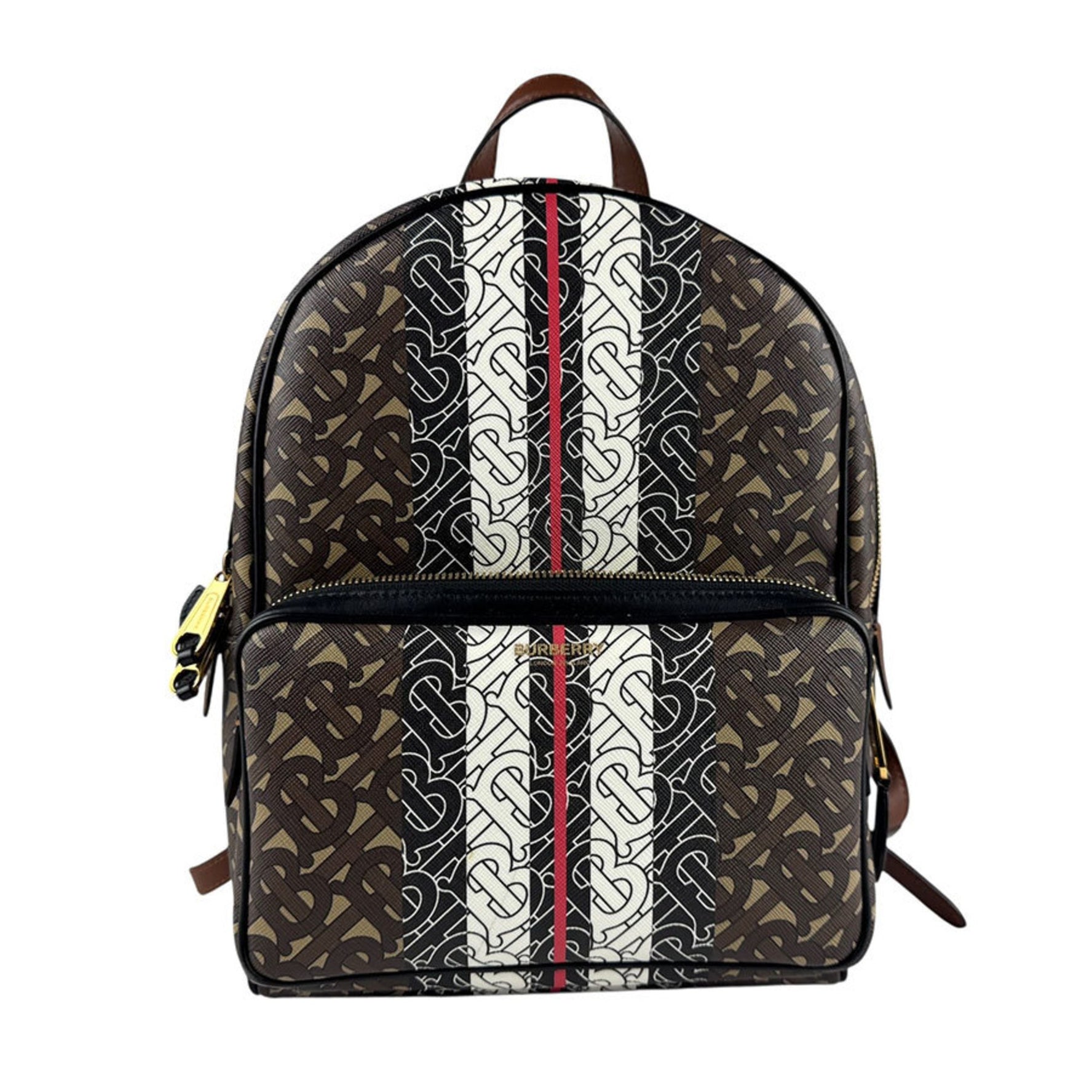 Burberry Leather Backpack in Brown, White, Black, and Gold