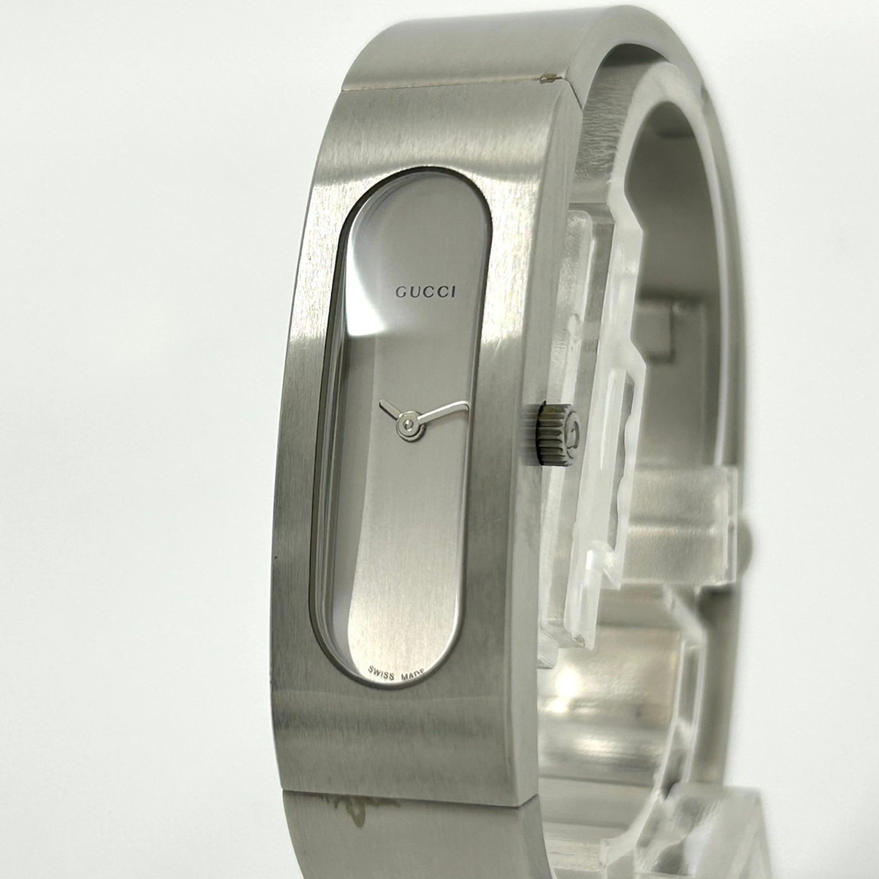 Gucci 2400S Bangle Watch for Men and Women, Analog Quartz Movement, Silver Stainless Steel, G1