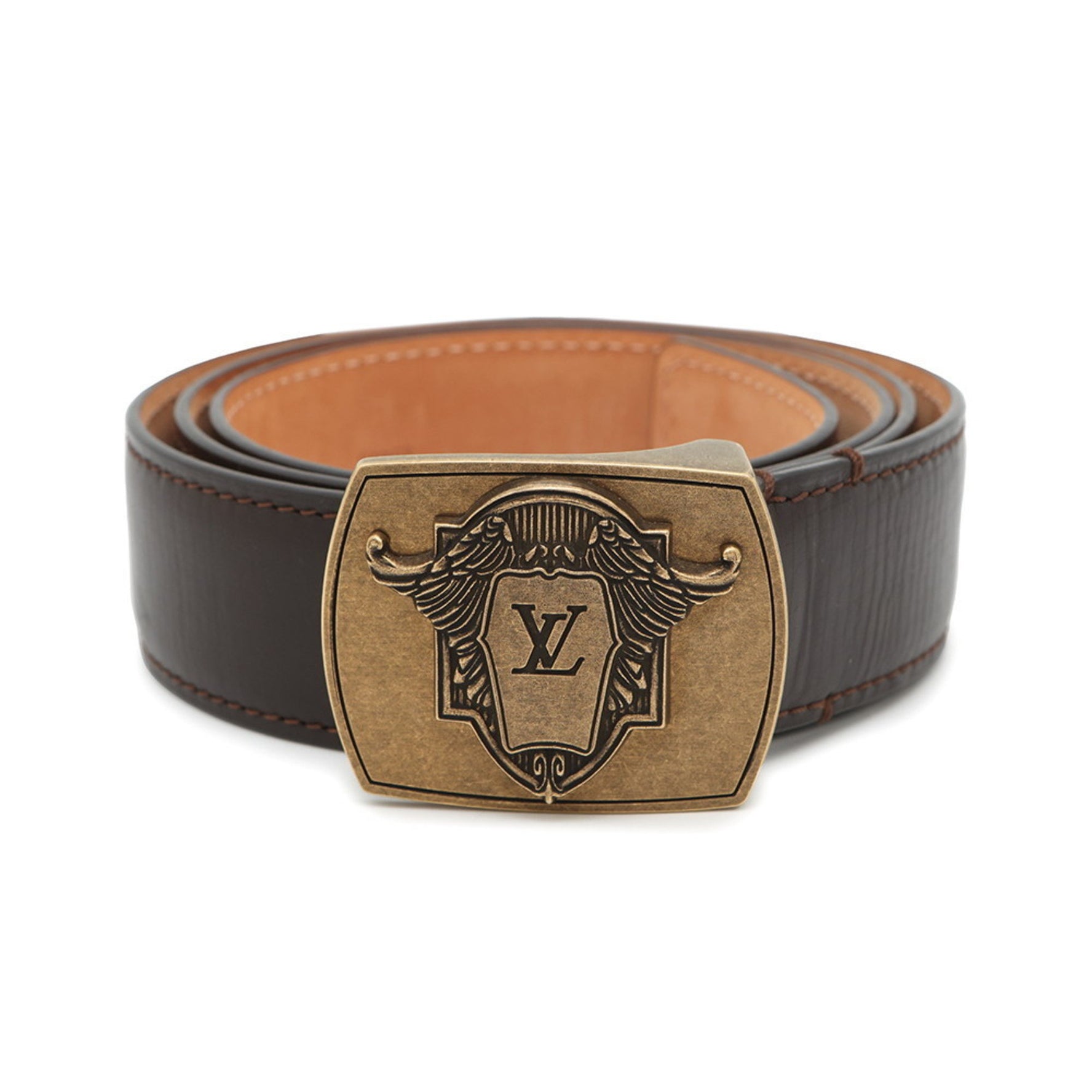 Louis Vuitton Belt Utah Line Exon Santur Leather Size 95