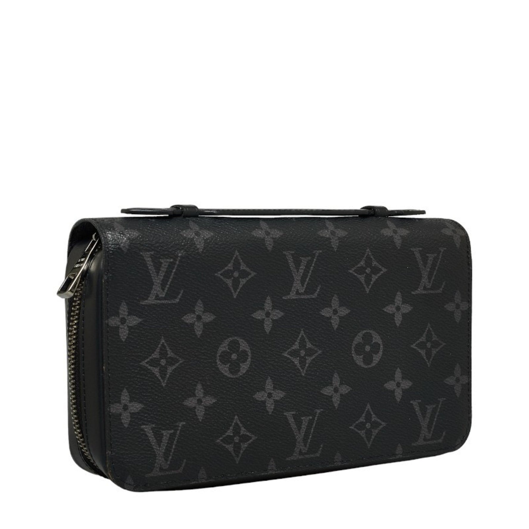 Louis Vuitton Monogram Eclipse Zippy XL Round Long Wallet Black PVC Leather Men's LOUIS VUITTON