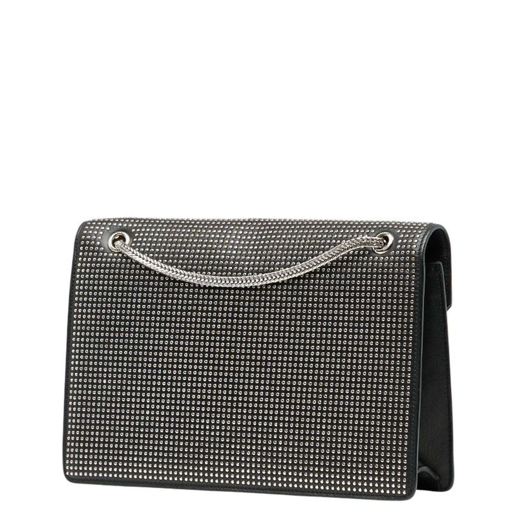 Saint Laurent Betty Stud Chain Shoulder Bag Black and Silver Leather SAINT LAURENT