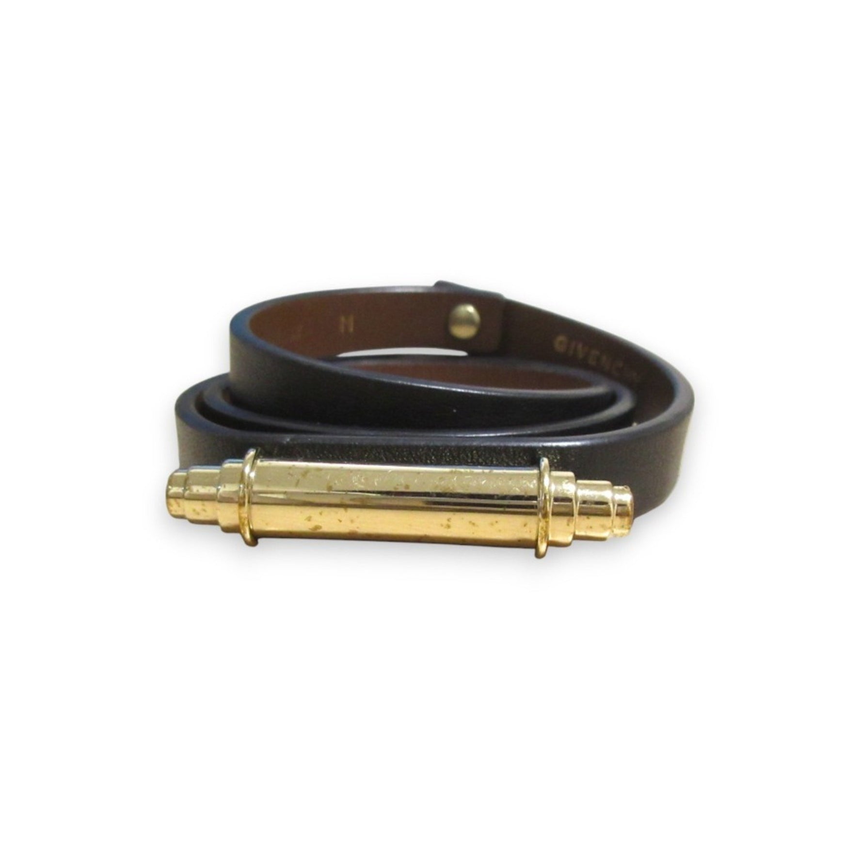 GIVENCHY OBSEDIA Leather Bracelet, Medium, Black Gold Hardware, Women's