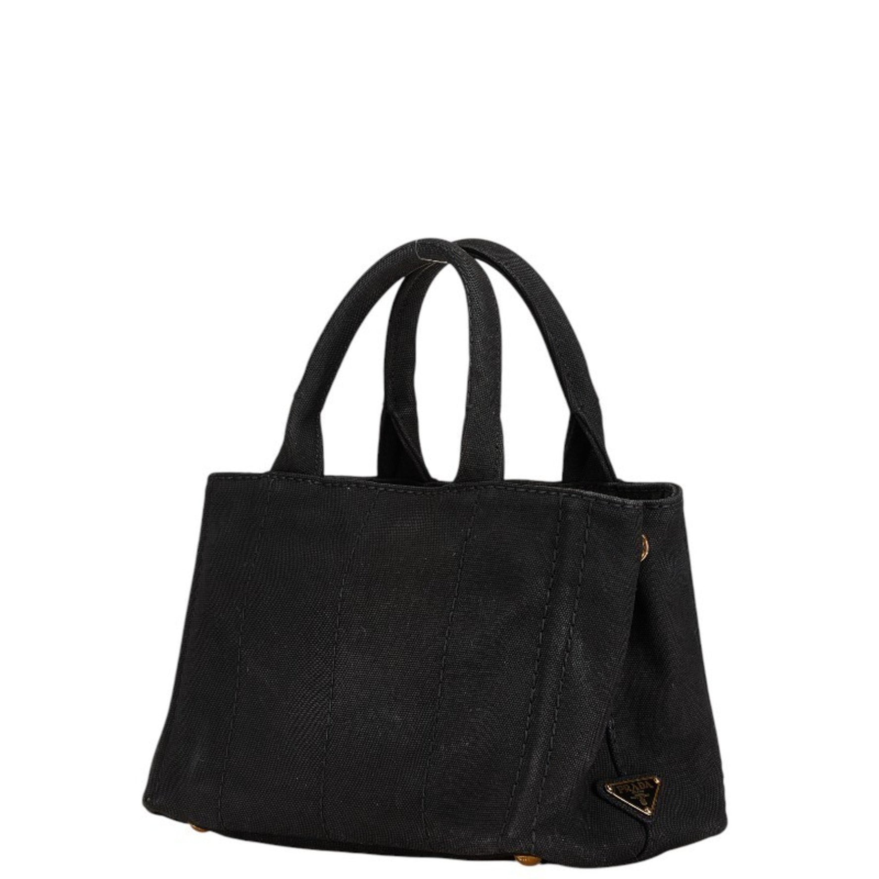 Prada Canapa Triangle Logo Plate Handbag/Shoulder Bag, Canvas