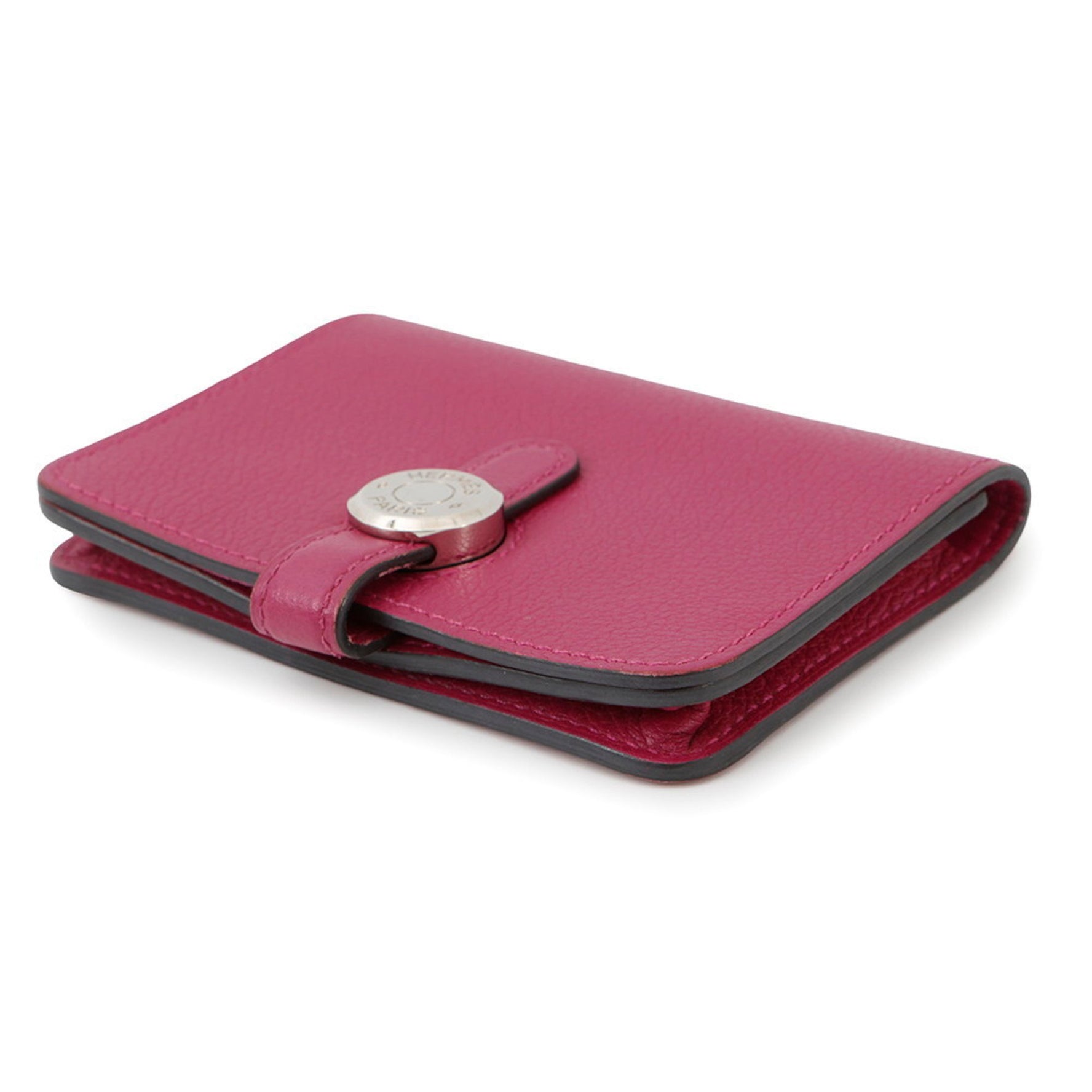 Hermes Hermès Dogon Card Case in Rose Purple with Ebene Color and C Stamp