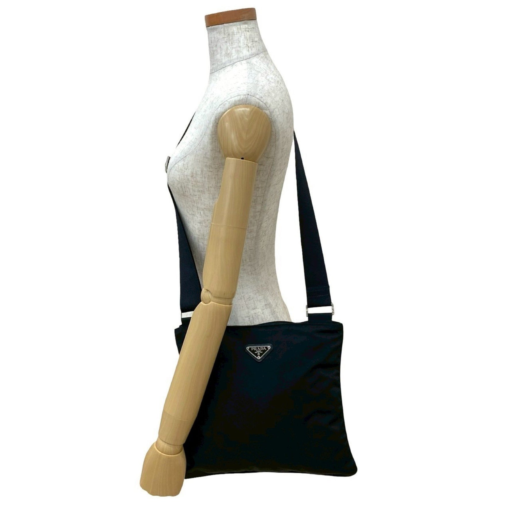 PRADA triangle logo plate hardware Tessuto nylon shoulder bag/pouch/sacoche in