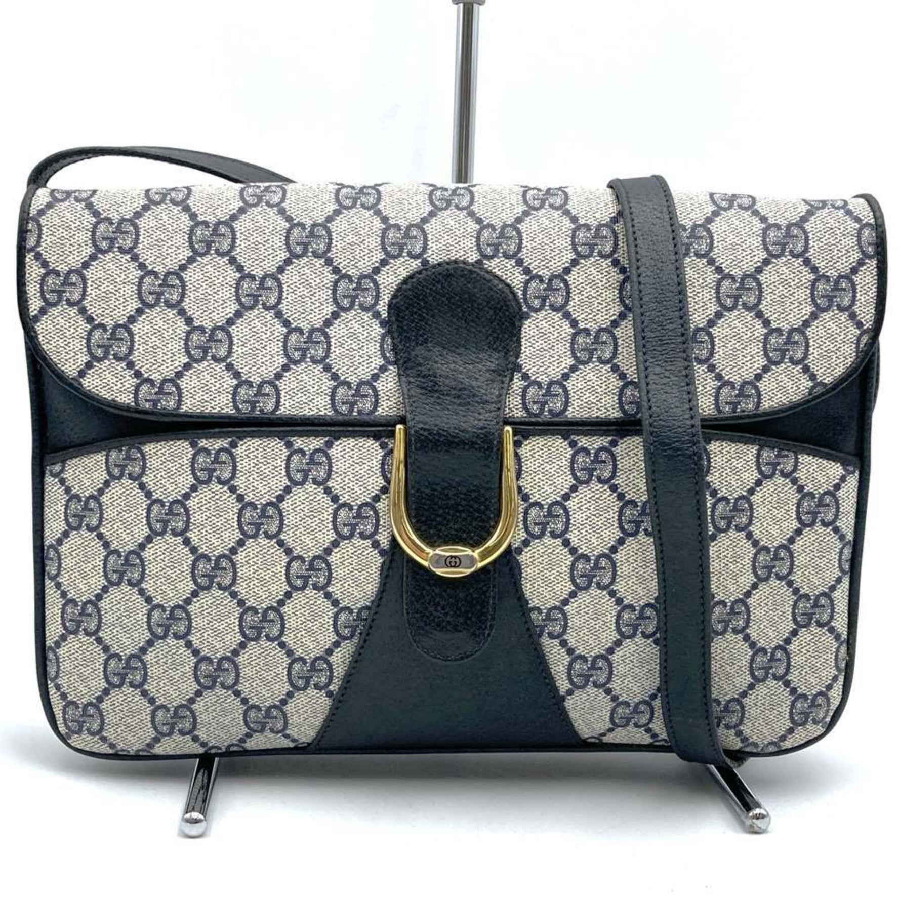 GUCCI 378 001 Shoulder Bag GG Supreme Leather Old Men's Used