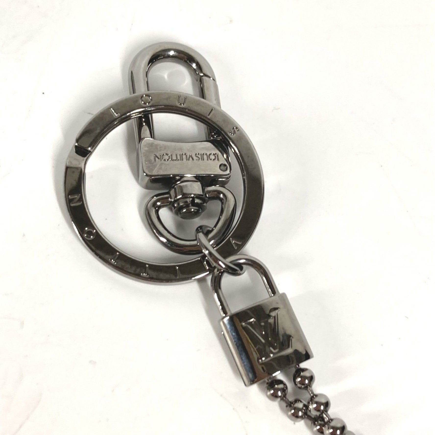 LOUIS VUITTON M63618 Monogram Eclipse Porte-Clés Tab ID Charm Key Ring Bag Keychain Canvas/Metal Men's Silver/Black