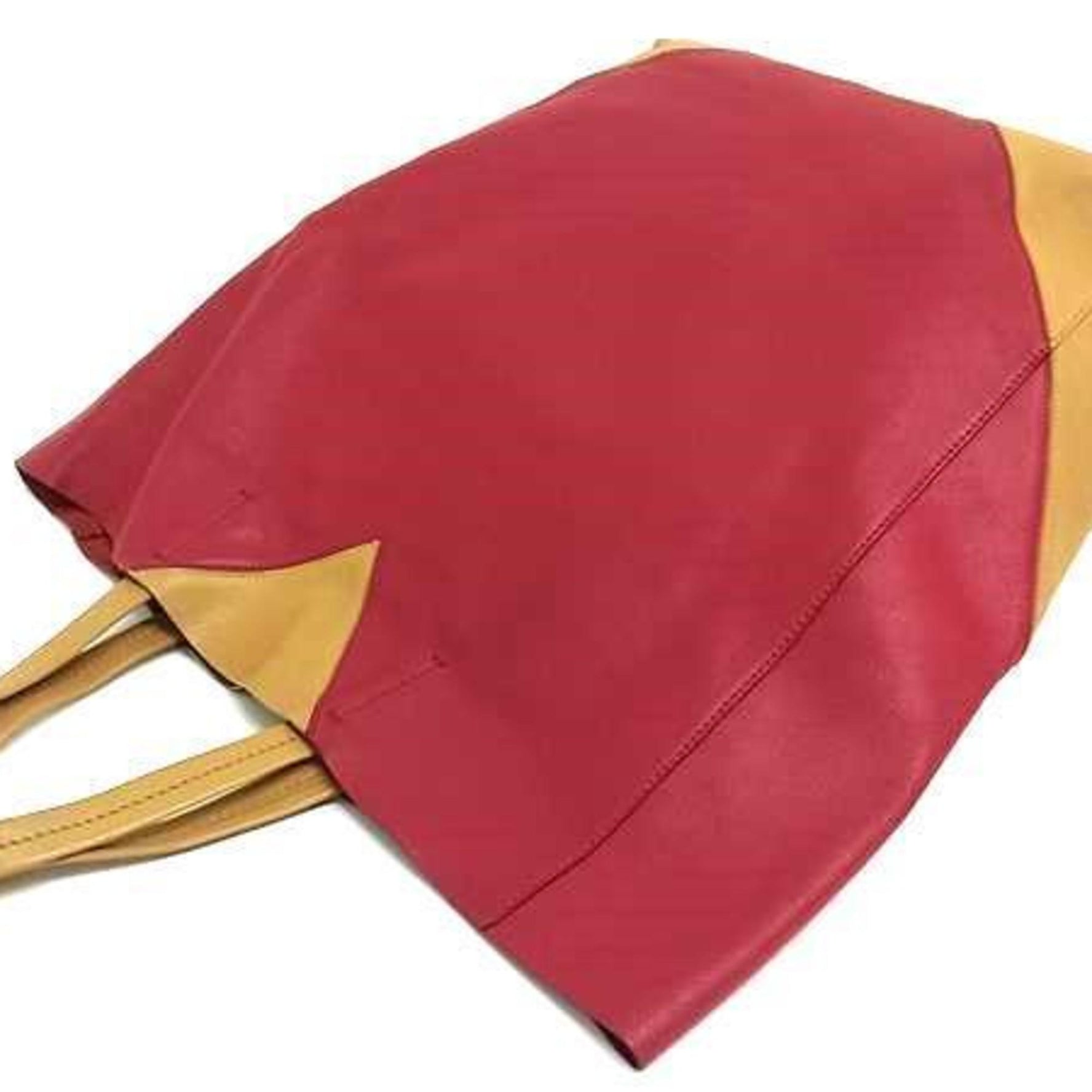 CELINE CABAS Tote Bag in Red and Beige Leather, Two-Tone Design
