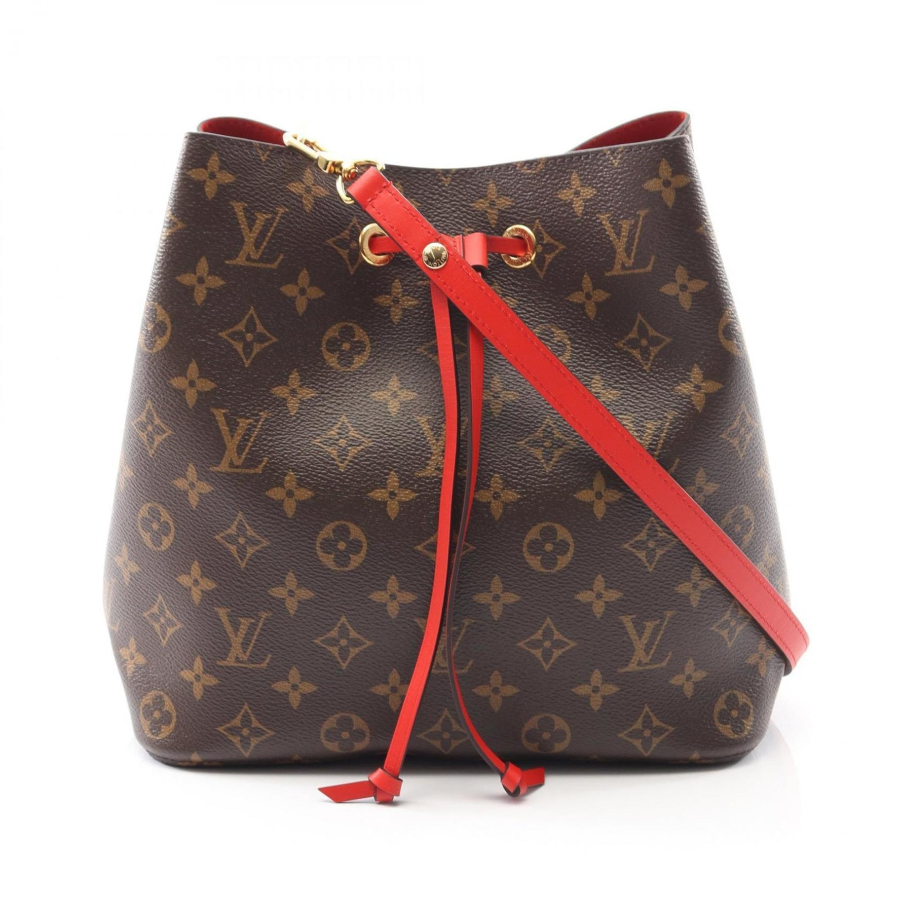 Louis Vuitton NeoNoe Shoulder Bag, Coated Canvas and Leather, Monogram, Brown Red