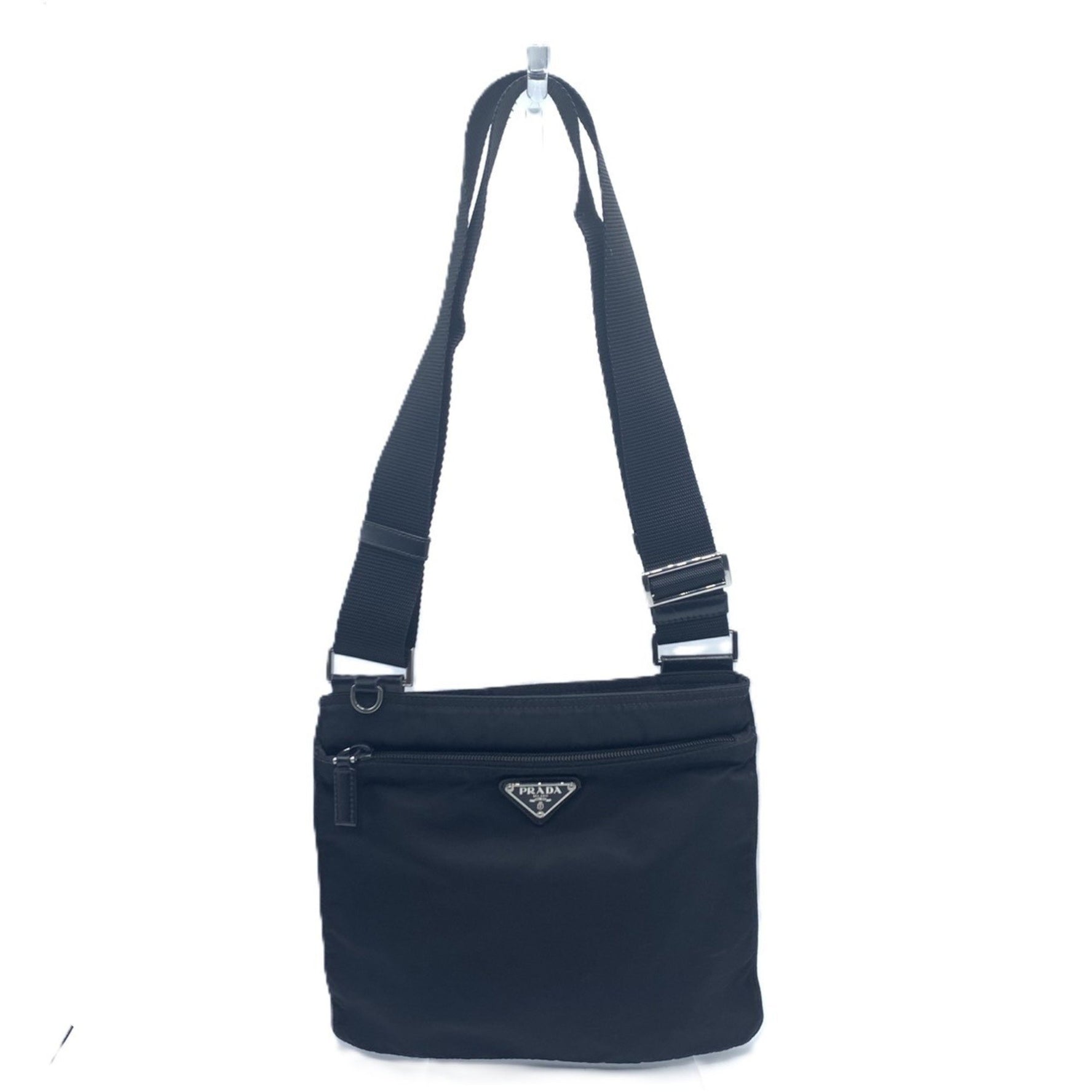 Prada nylon shoulder bag black for women and men triangular PRADA