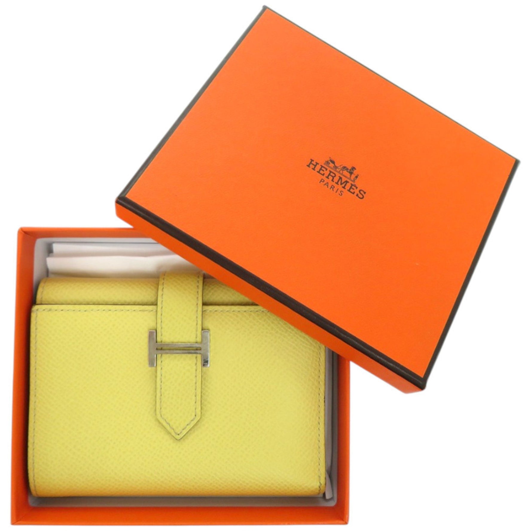 Hermès Bearn Combination Epsom Leather Jaune Boussin Z Stamp (2021 Model) Tri-fold Wallet 0361 HERMES