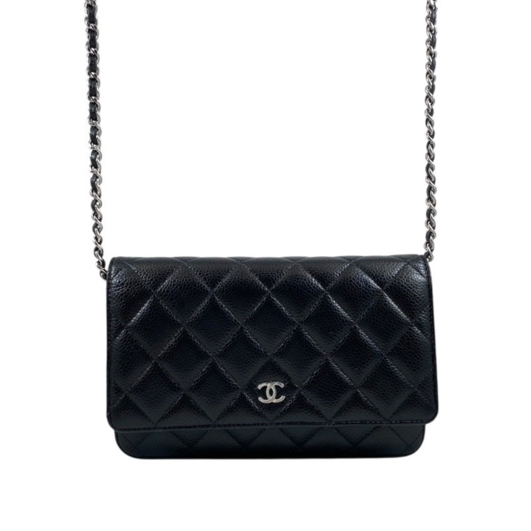 CHANEL Matelasse Classic Chain Wallet Shoulder Bag Random Serial Number, Caviar Leather