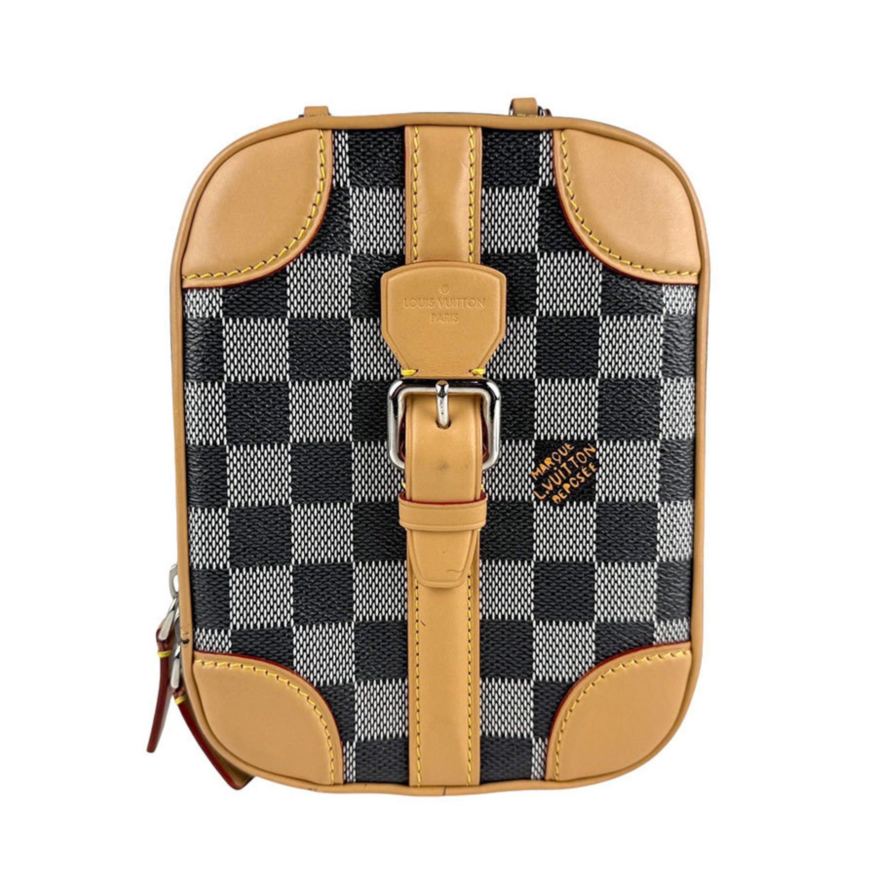 Louis Vuitton Damier Valisette Vertical Shoulder Bag/Handbag in Black, White, and Silver Women