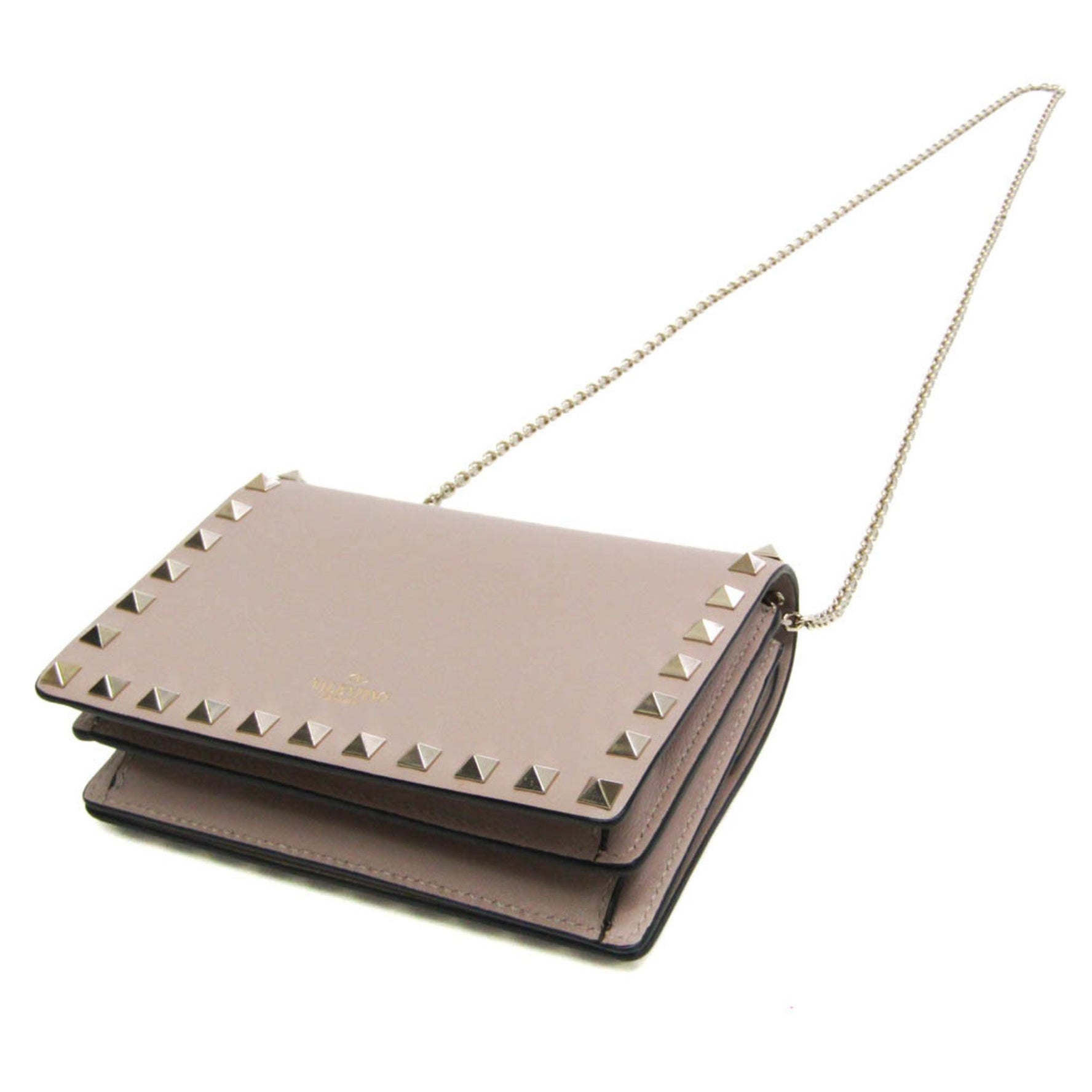 Valentino Garavani Rock Studs Leather Shoulder Bag Pink Beige