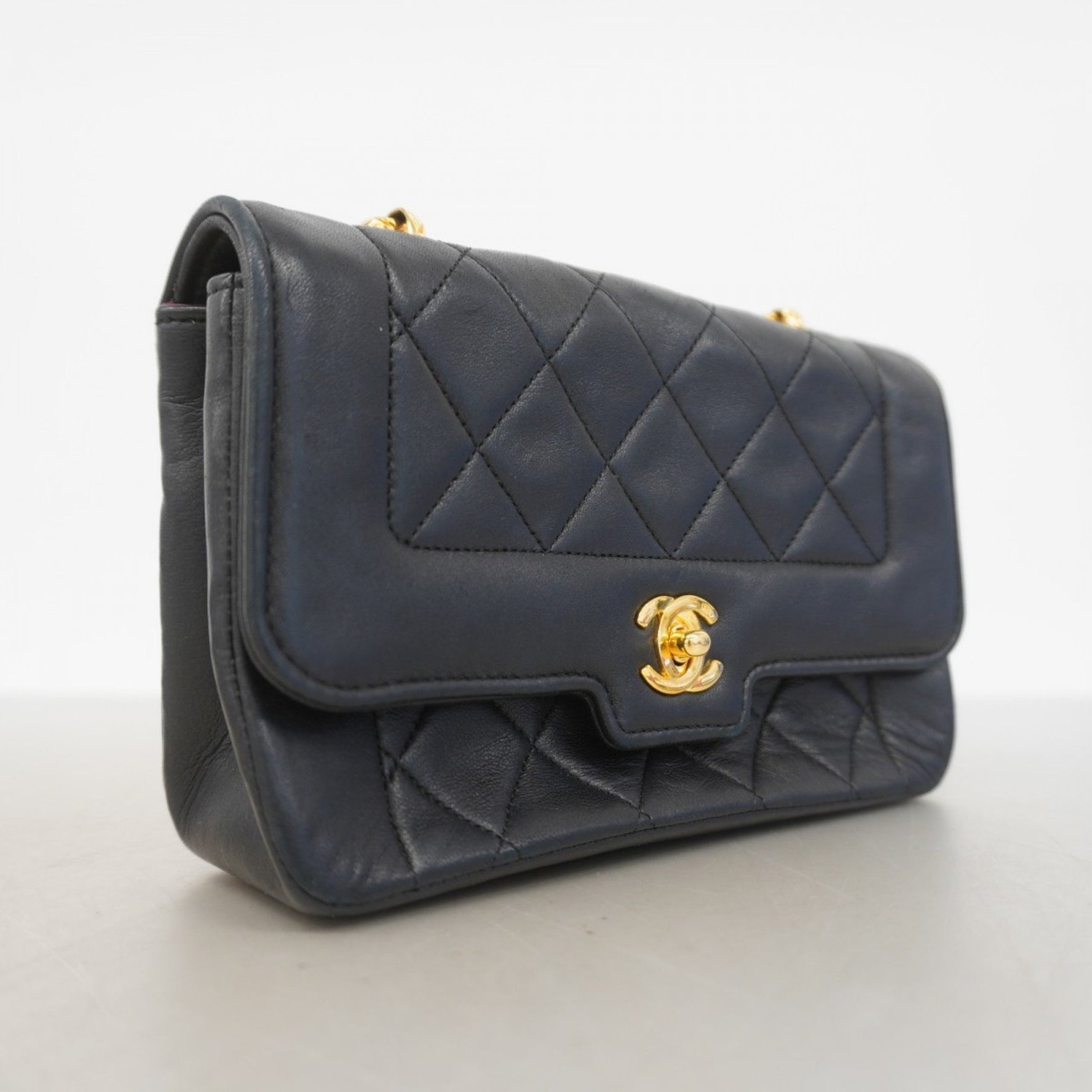 Chanel Matelasse Shoulder Bag with Chain Bag, Lambskin, Black, Women's