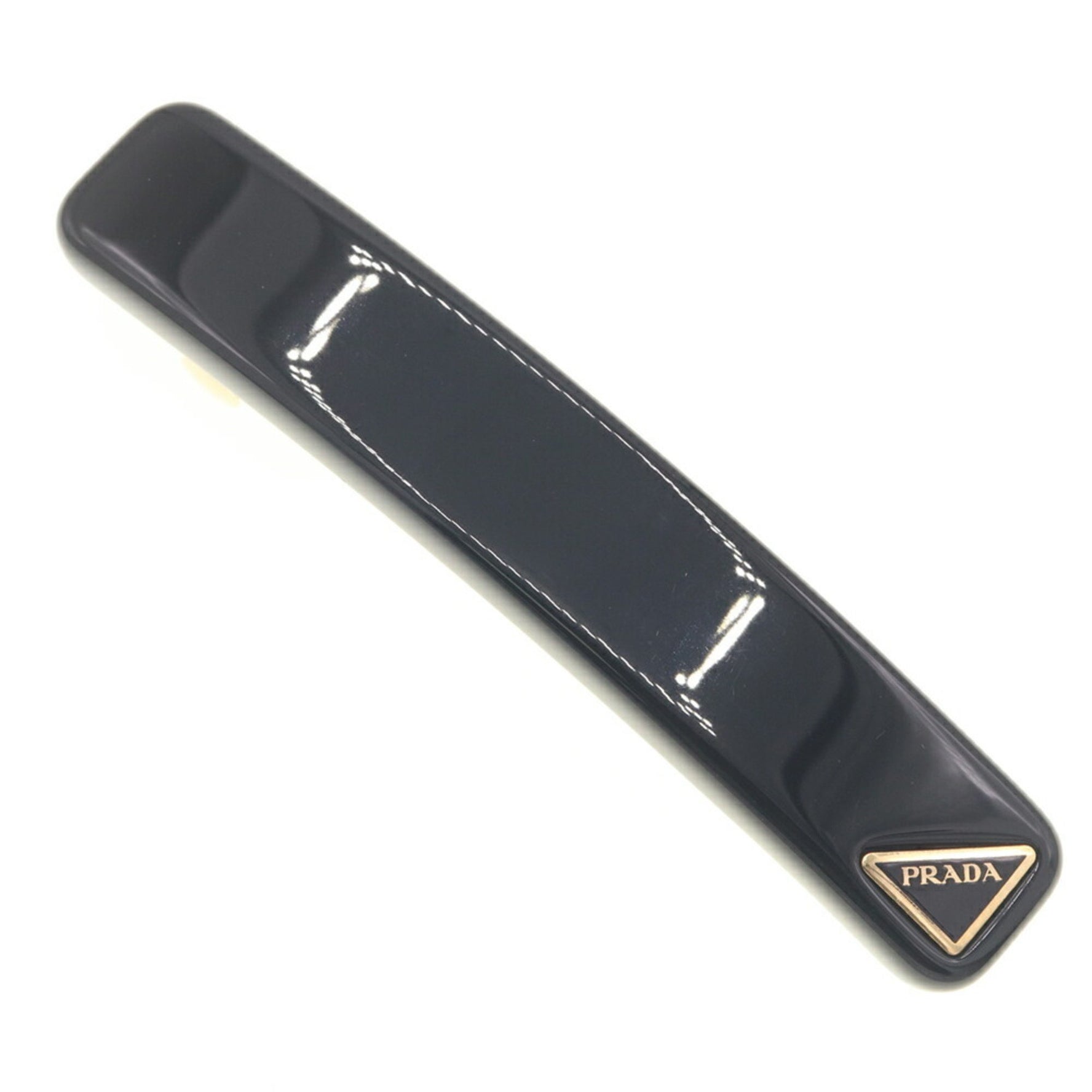 Prada Barrette Plex Hair Clip 1IF134 Black Methacrylate Brass Triangle Women's PRADA