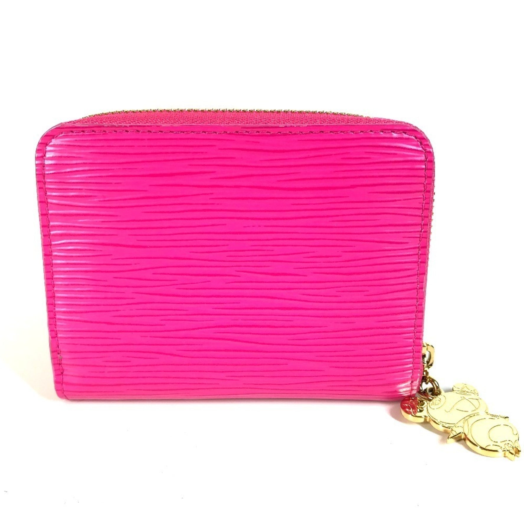 LOUIS VUITTON Japan-exclusive Epi Leather Zippy Coin Purse by Takashi Murakami. This wallet features a round zipper and is crafted from leather. It's cute design .