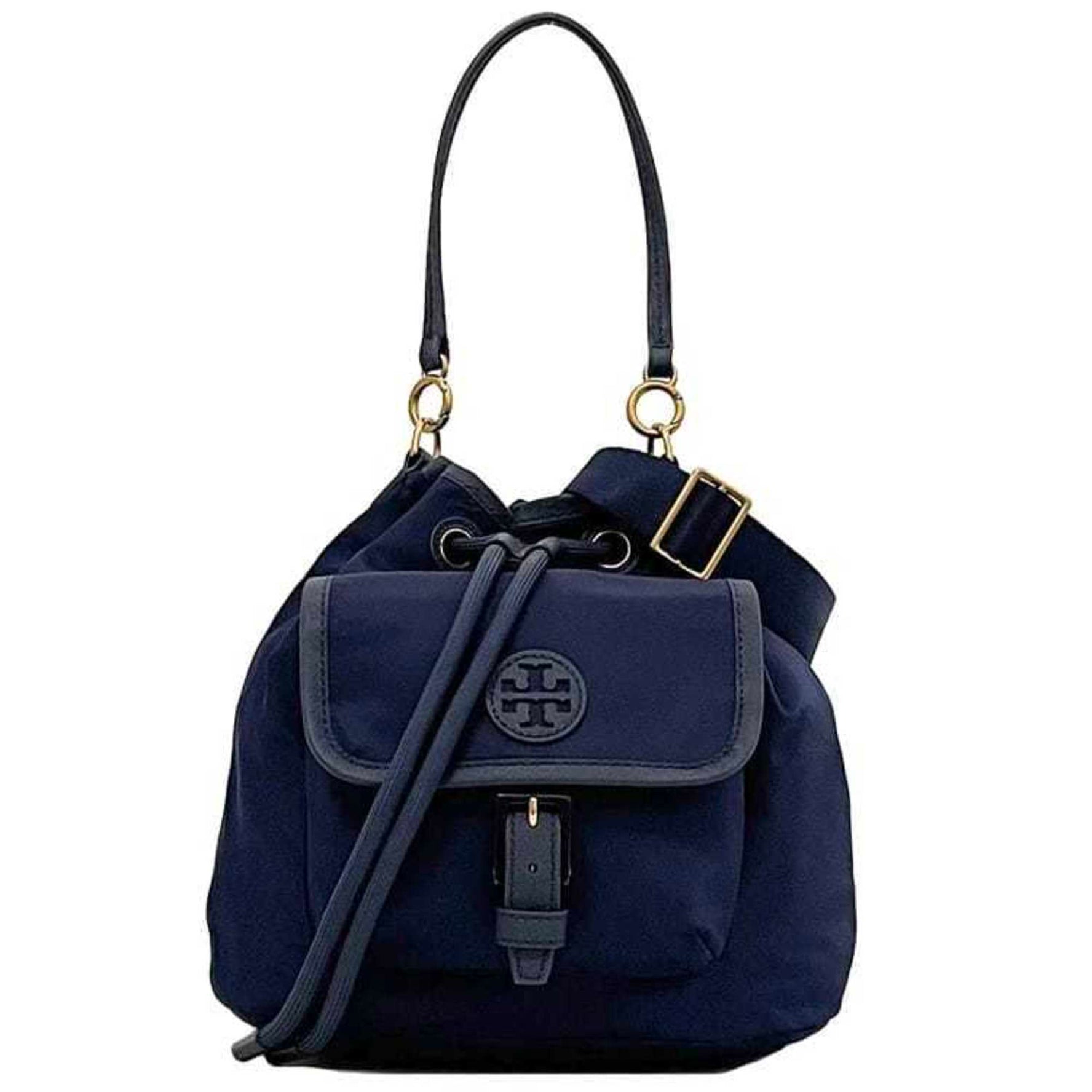 Tory Burch 2way shoulder bag ec-23064 navy Era nylon leather TORY BURCH crossbody handbag bucket blue compact