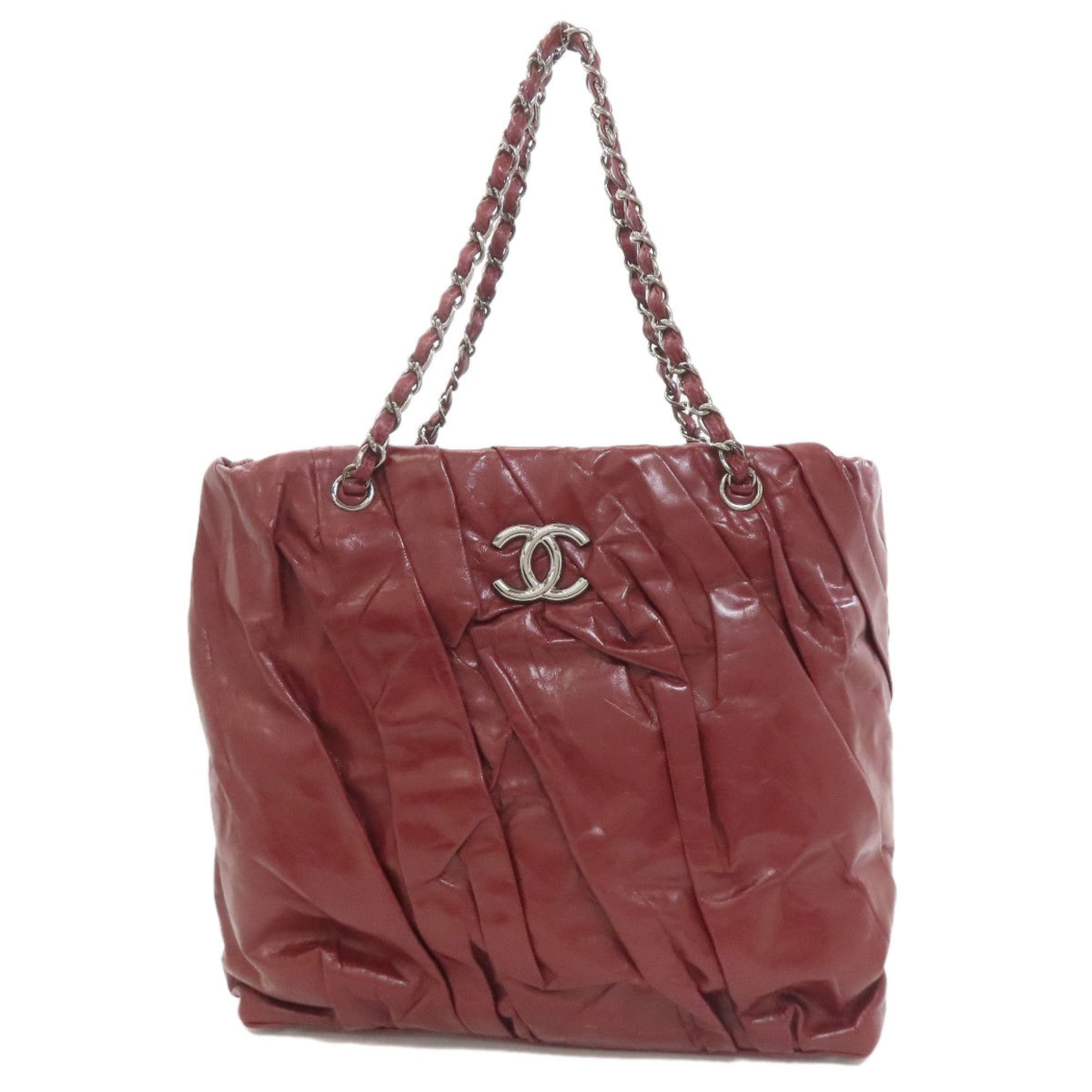 Chanel Chain Tote Bag with Coco Mark and Silver Hardware, Calfskin Leather