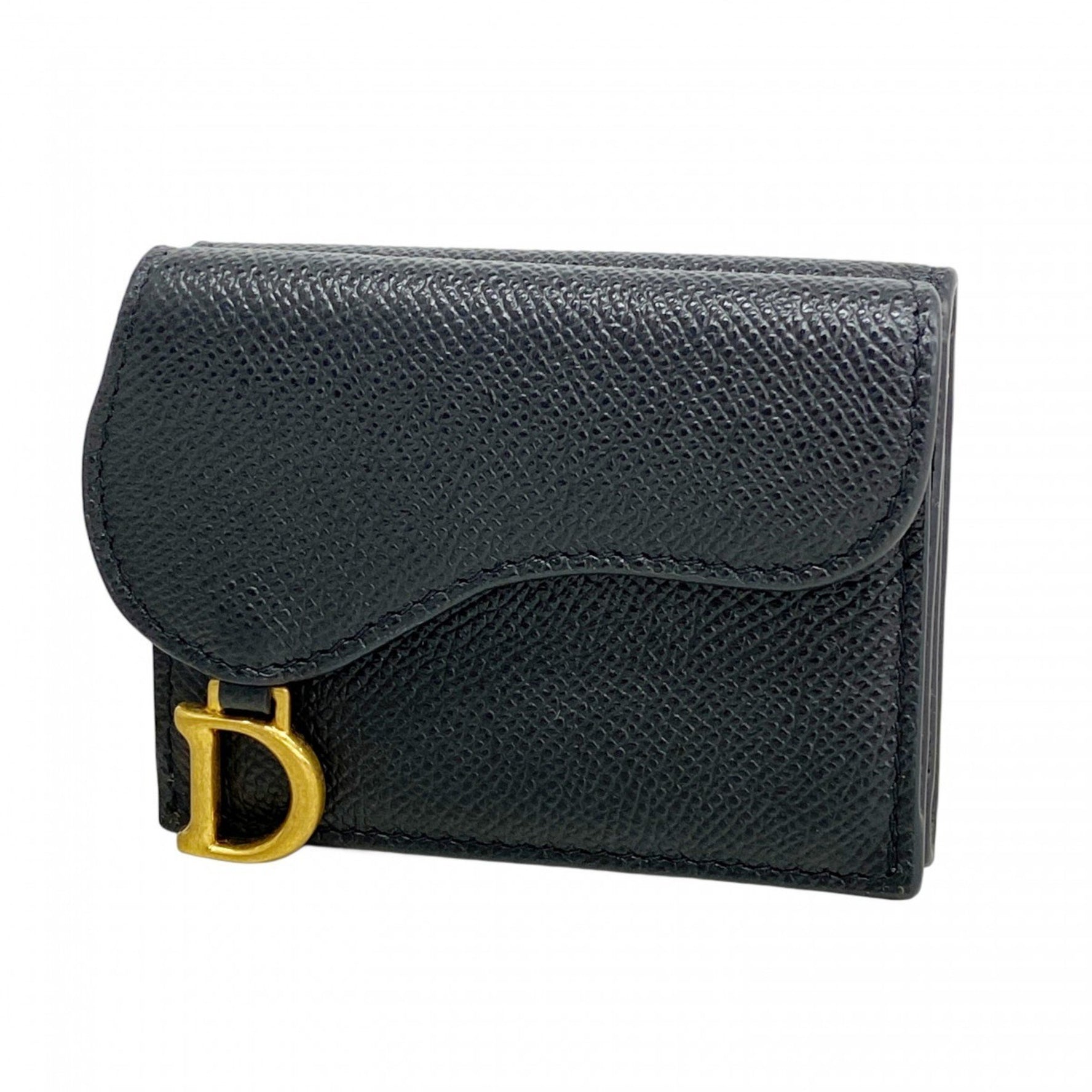 Christian Dior Tri-fold Wallet Leather Black Women's