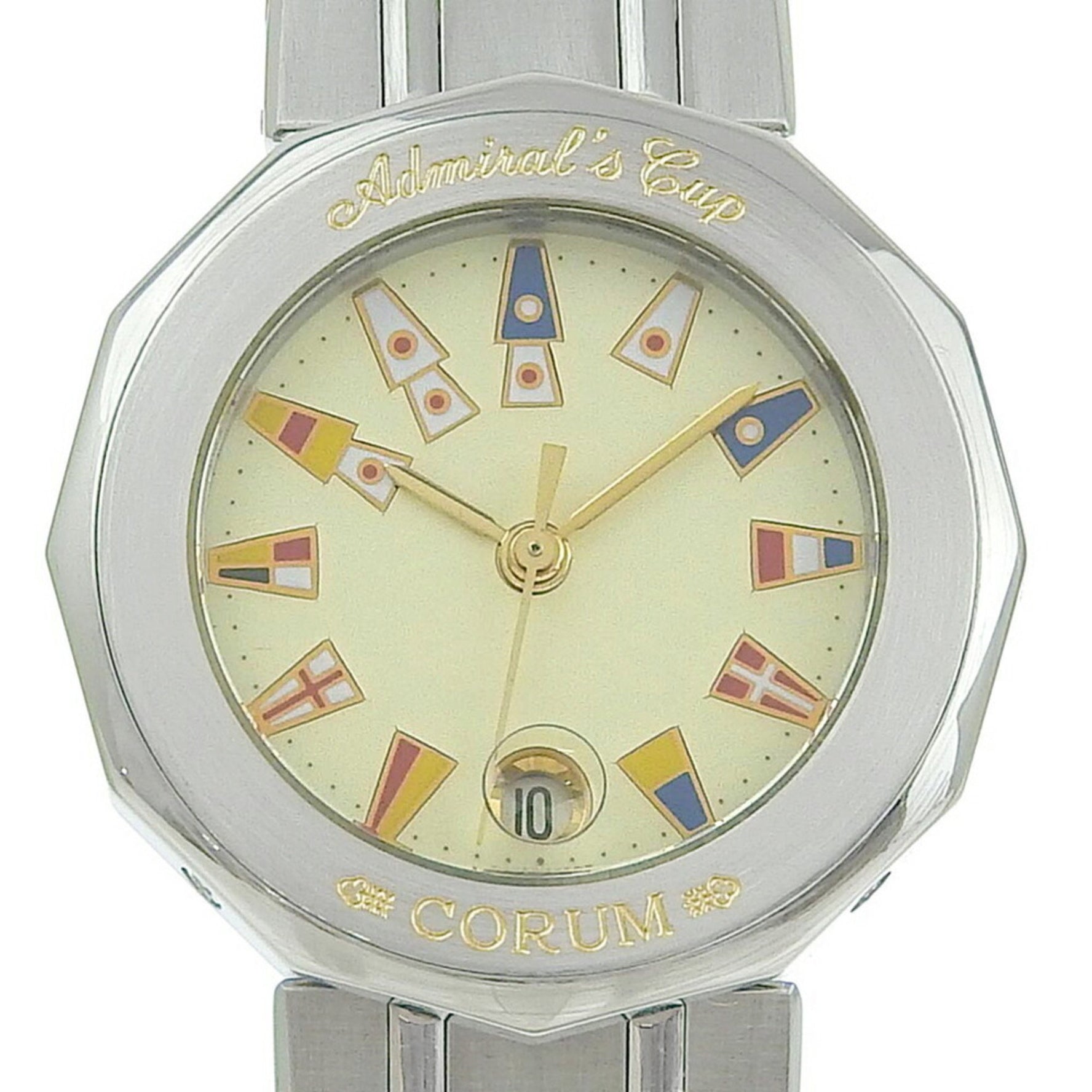 Corum Admiral's Cup Watch 39.610.20 V050 Stainless Steel Quartz Analog Display Ivory Dial Admirals Women's G113124009