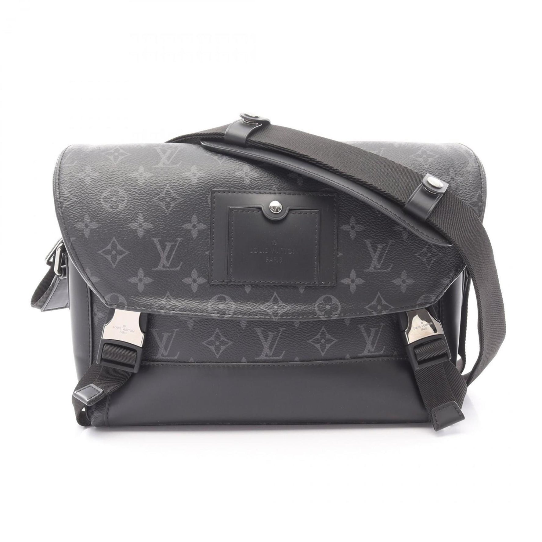 Louis Vuitton Messenger Voyage PM Shoulder Bag in Coated Canvas and Leather, Monogram Eclipse