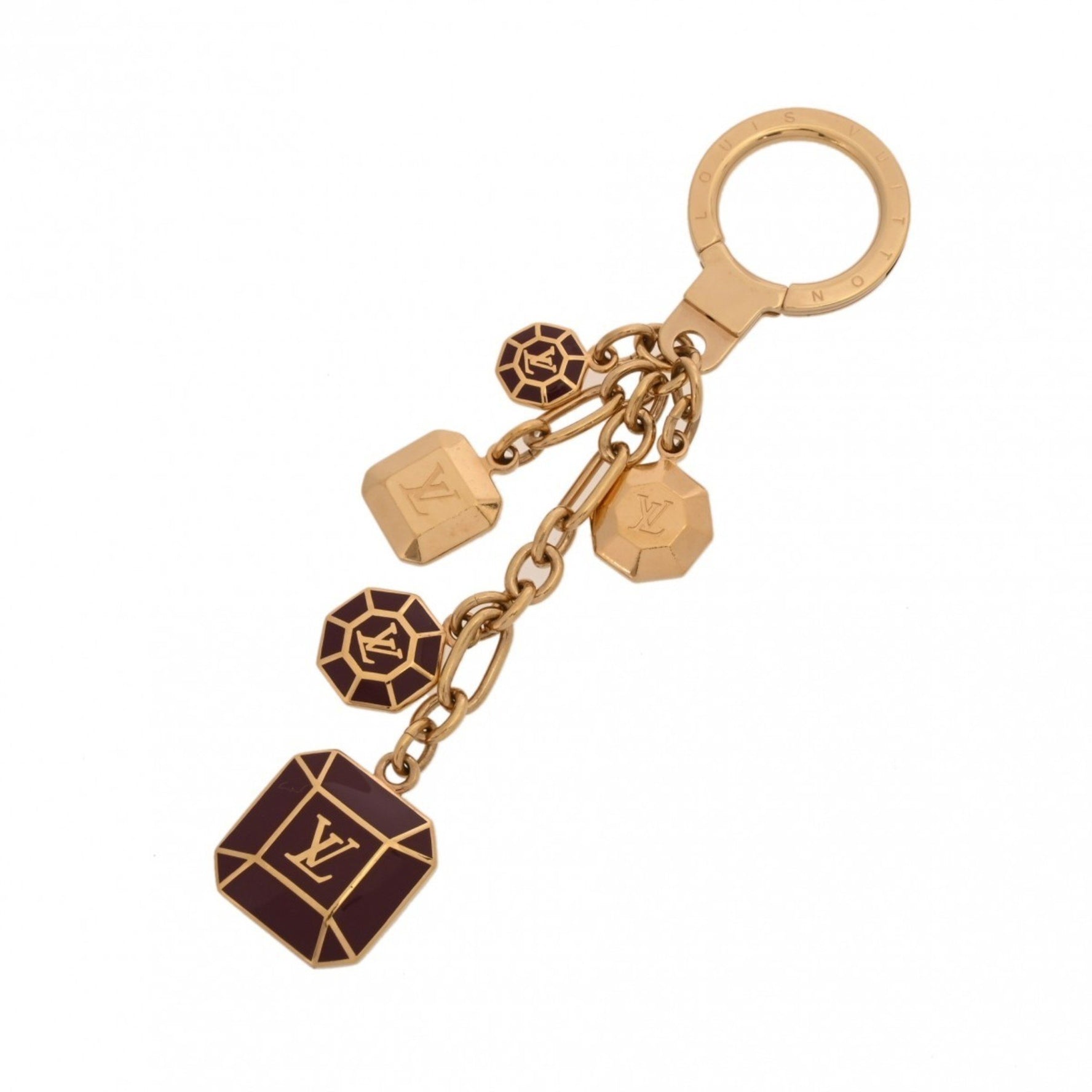 LOUIS VUITTON Porte-Cres Cabochon Bag Charm, Gold/Bordeaux, Keychain