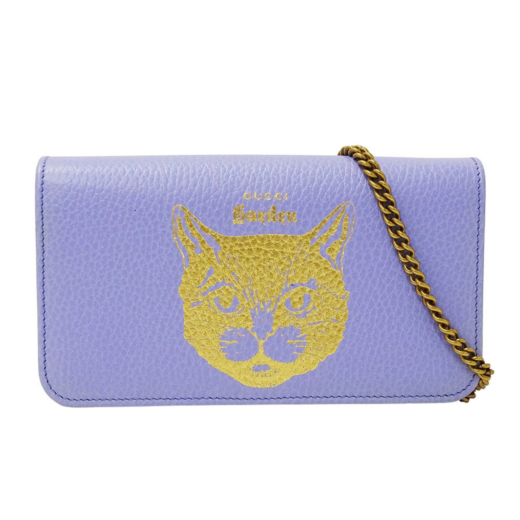 Gucci Garden Leather Shoulder Bag in Lavender and (Product Codes with Mystic Cat Chain.