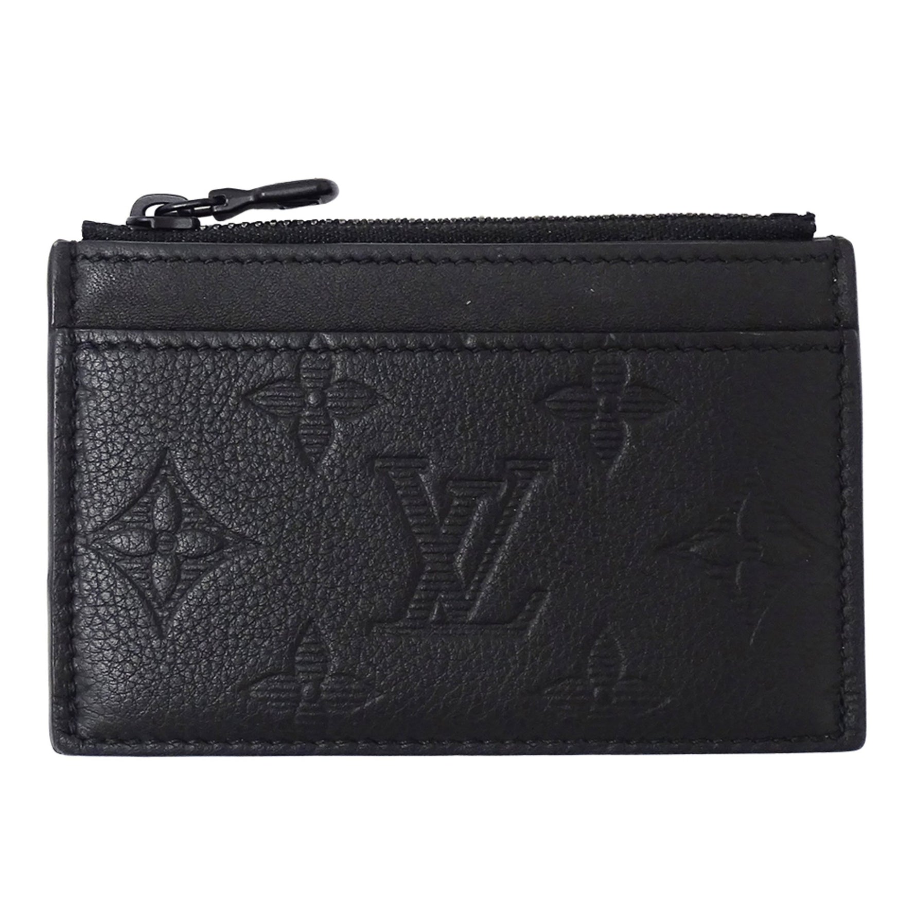 Louis Vuitton Monogram Shadow Wallet, Brand Coin Case, Card Compact Holder, Noir, Black