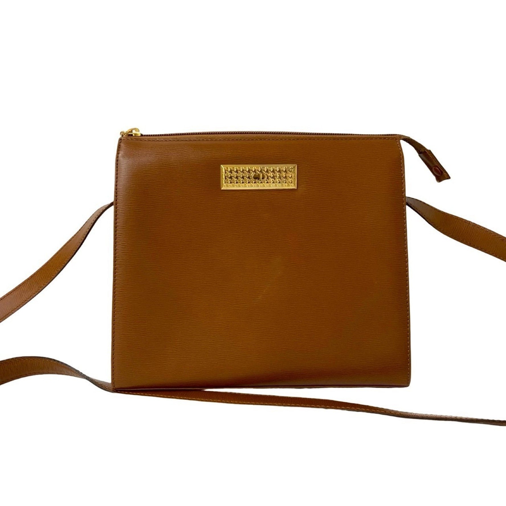 Christian Dior CD logo plate with hardware, genuine leather shoulder bag/pouch