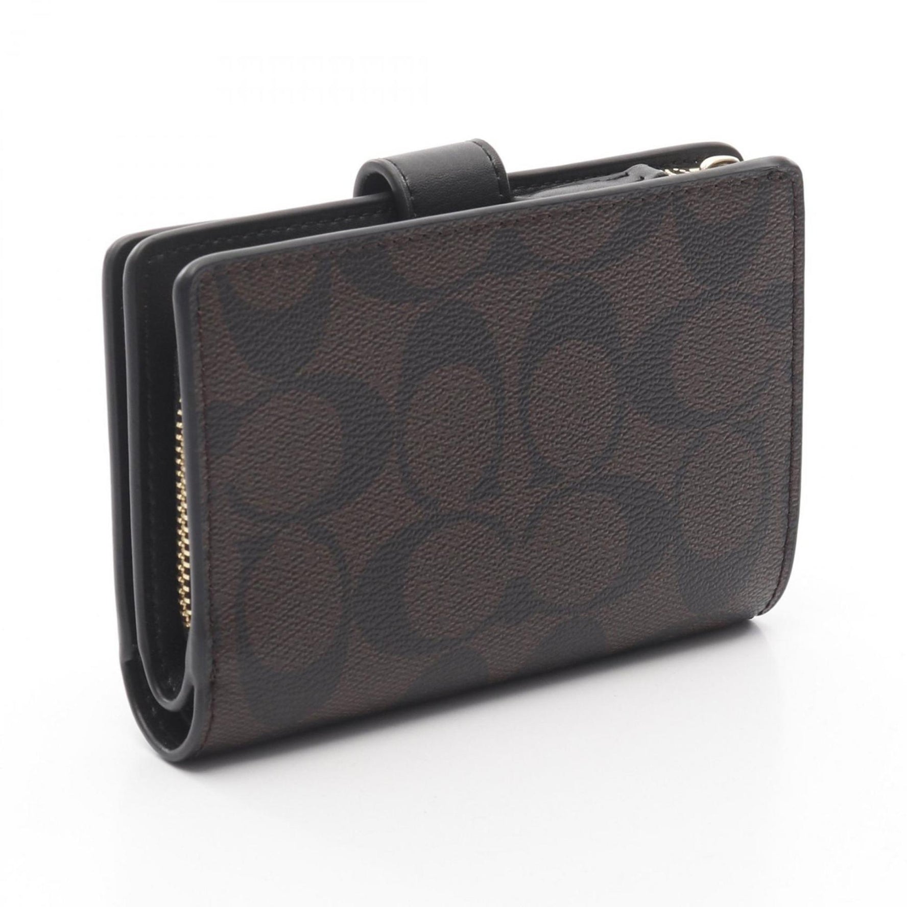 Coach Signature Diagonal Bifold Wallet, Leather, Brown and Black