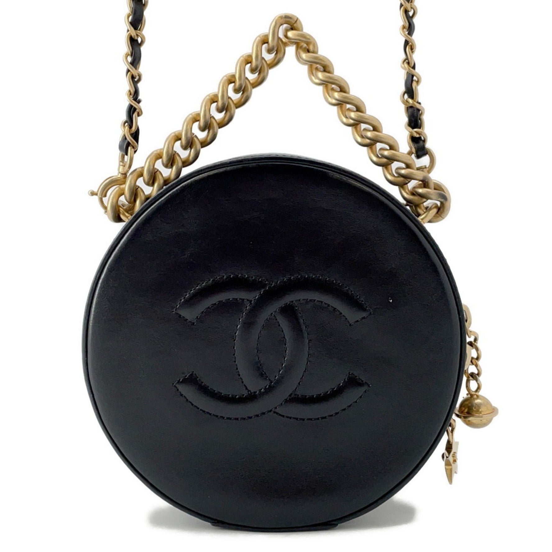 Chanel Chain Shoulder Bag, Round Leather