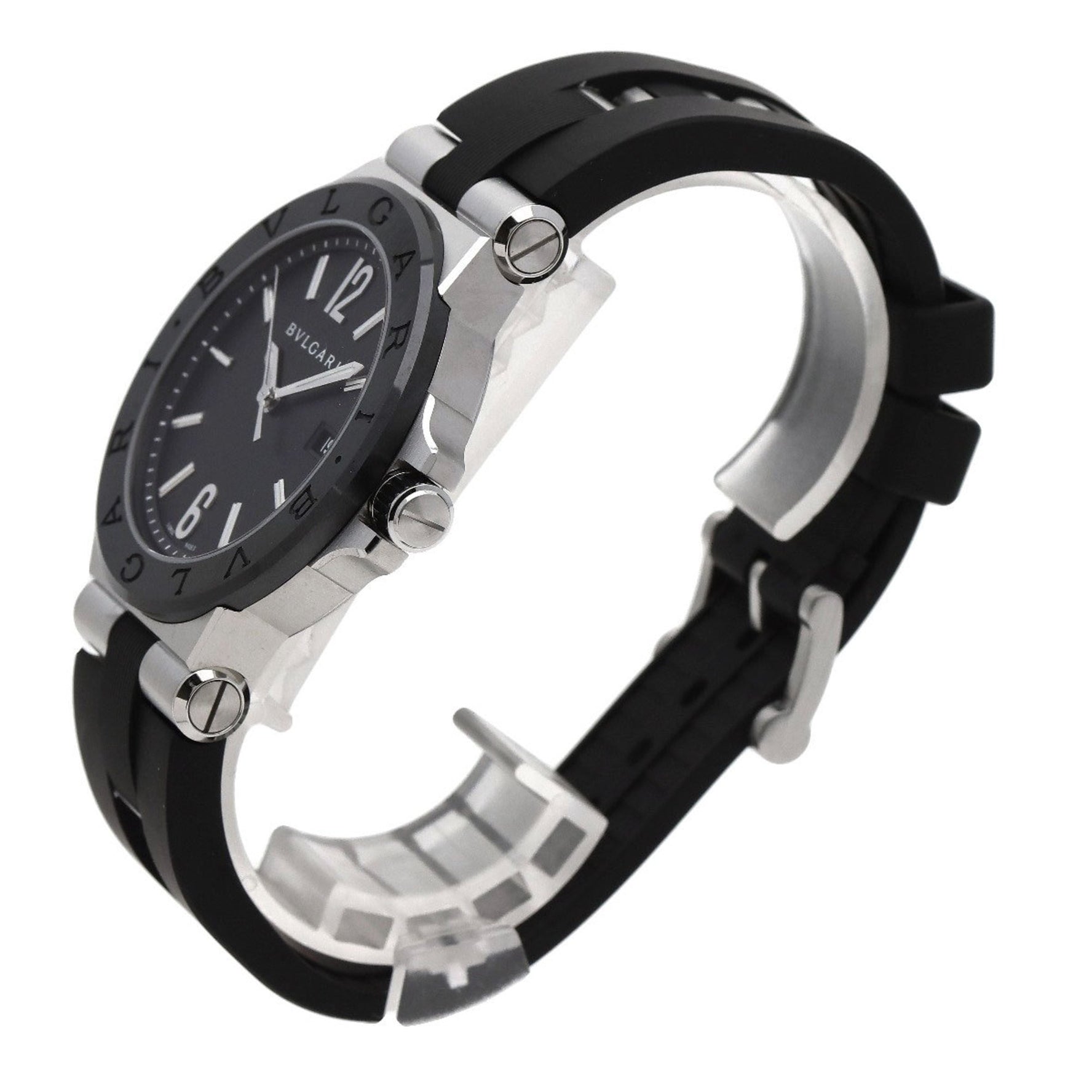 Bvlgari DG42SC Diagono Ceramic Watch Stainless Steel Rubber Men's