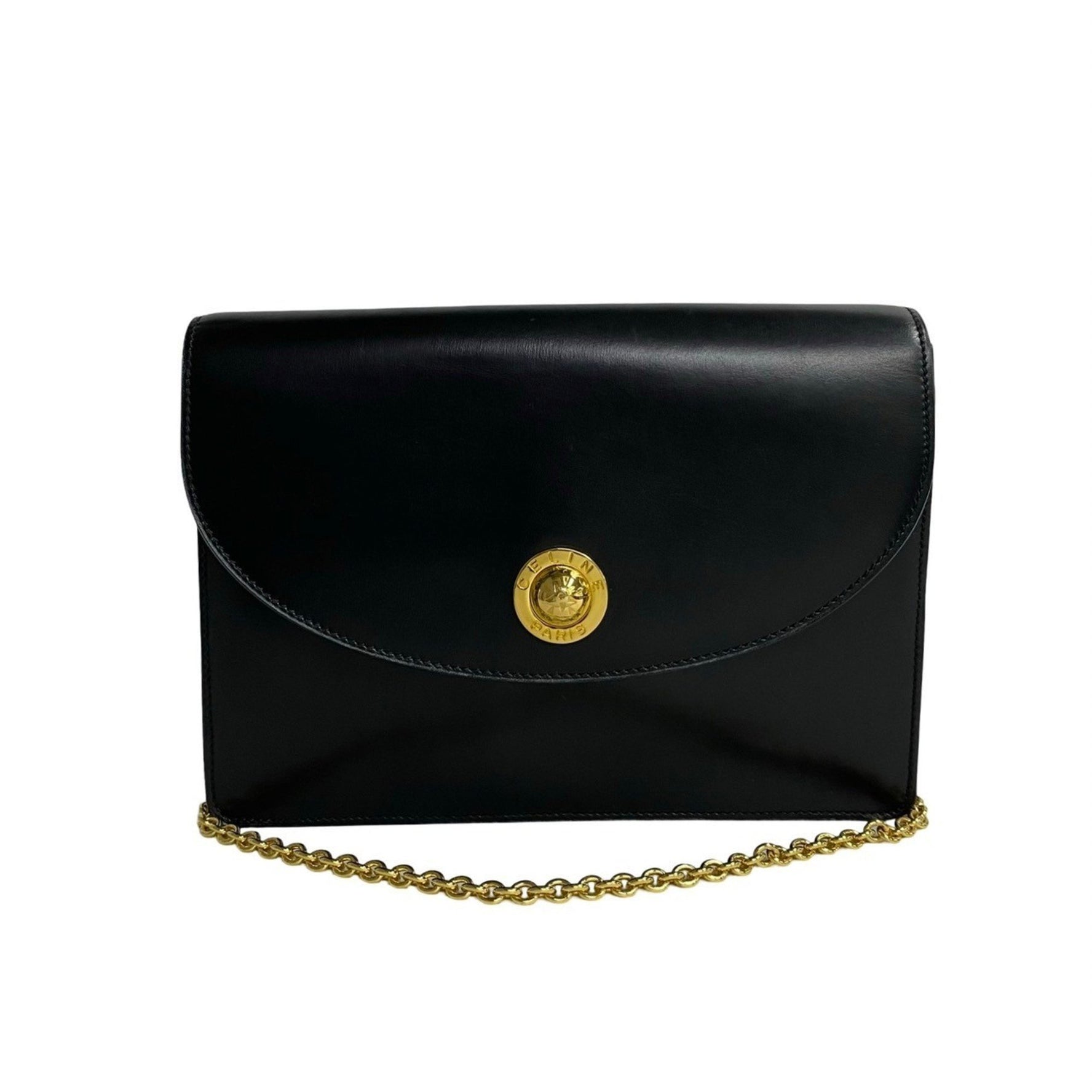 CELINE Star Ball Logo Metal Hardware Leather Chain Mini Shoulder Bag Pochette