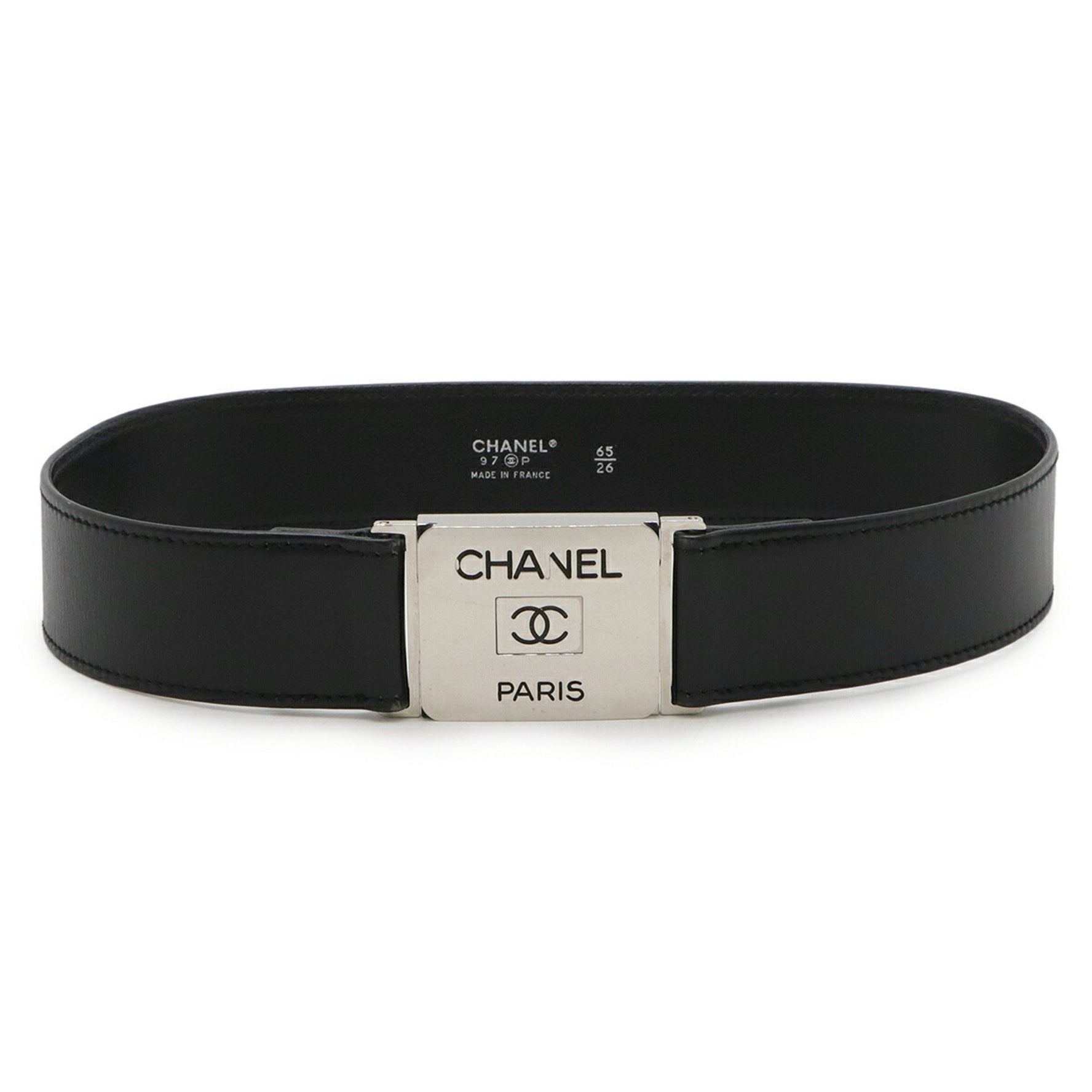CHANEL Coco Mark Leather Plate Buckle #65 97 P