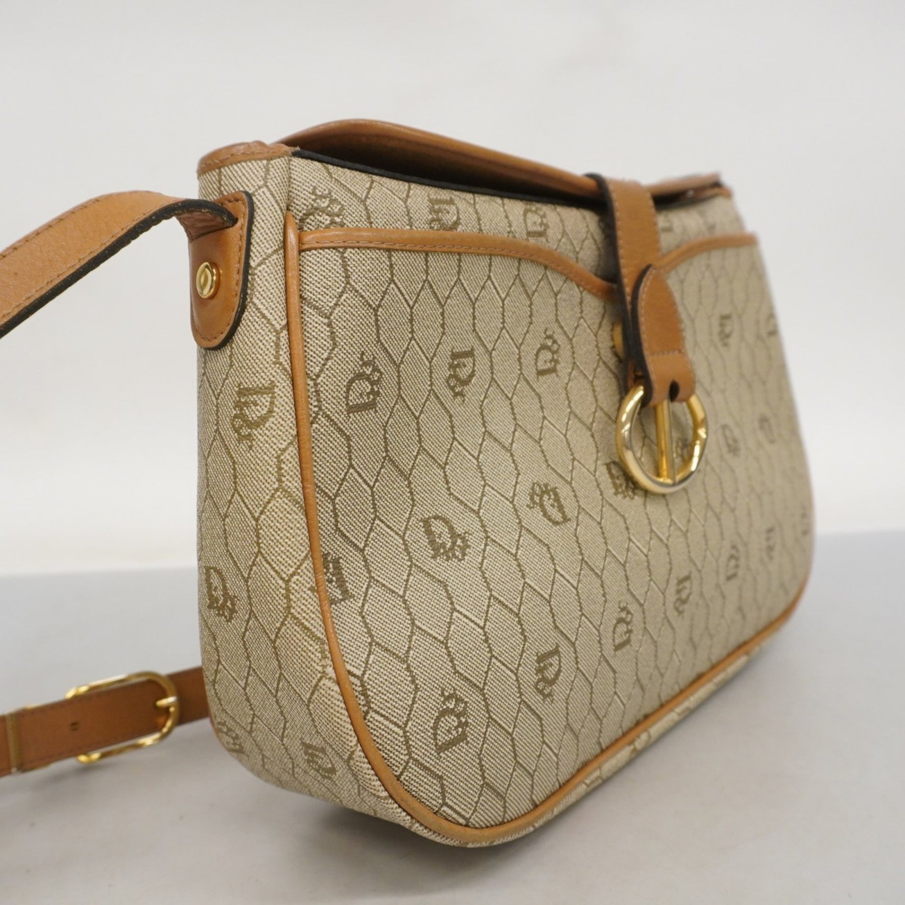 Christian Dior Shoulder Bag Honeycomb Beige Brown